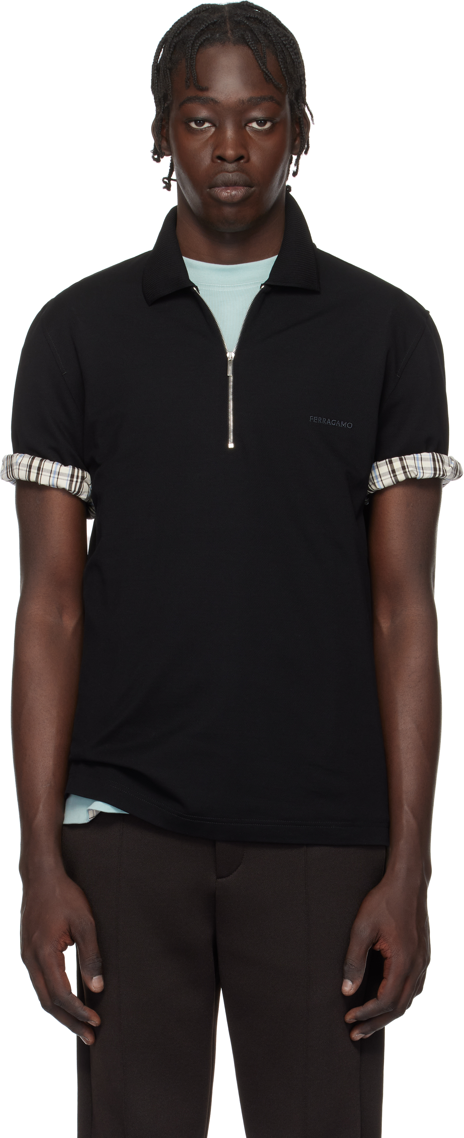 Black Zip Collar Polo