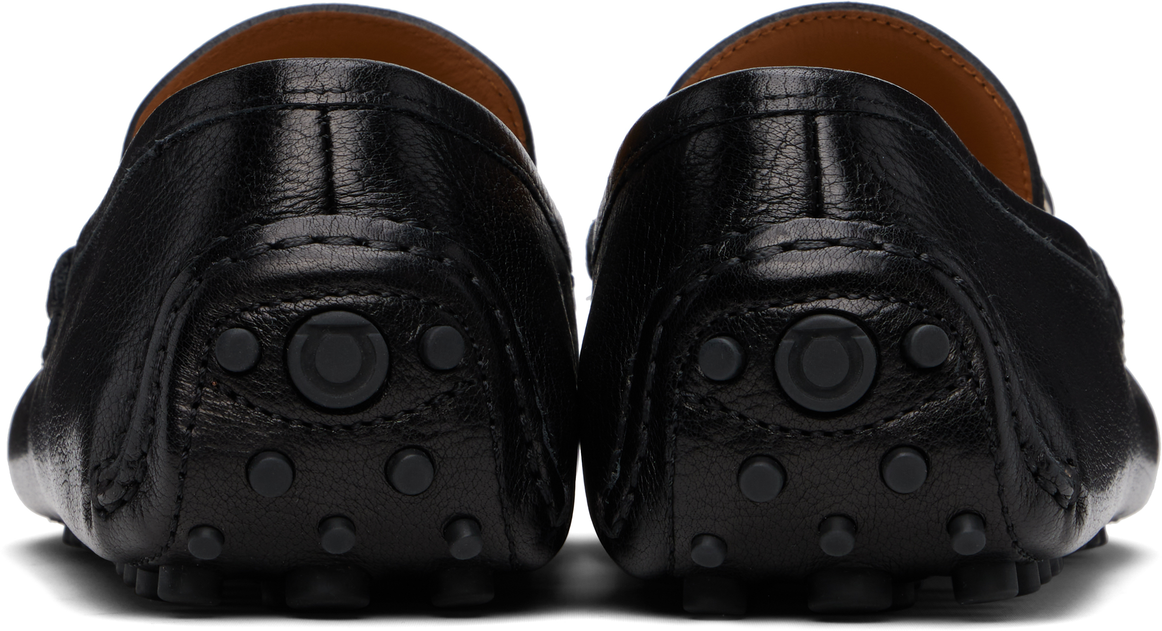 Ferragamo Black Gancini Ornament Driver Loafers