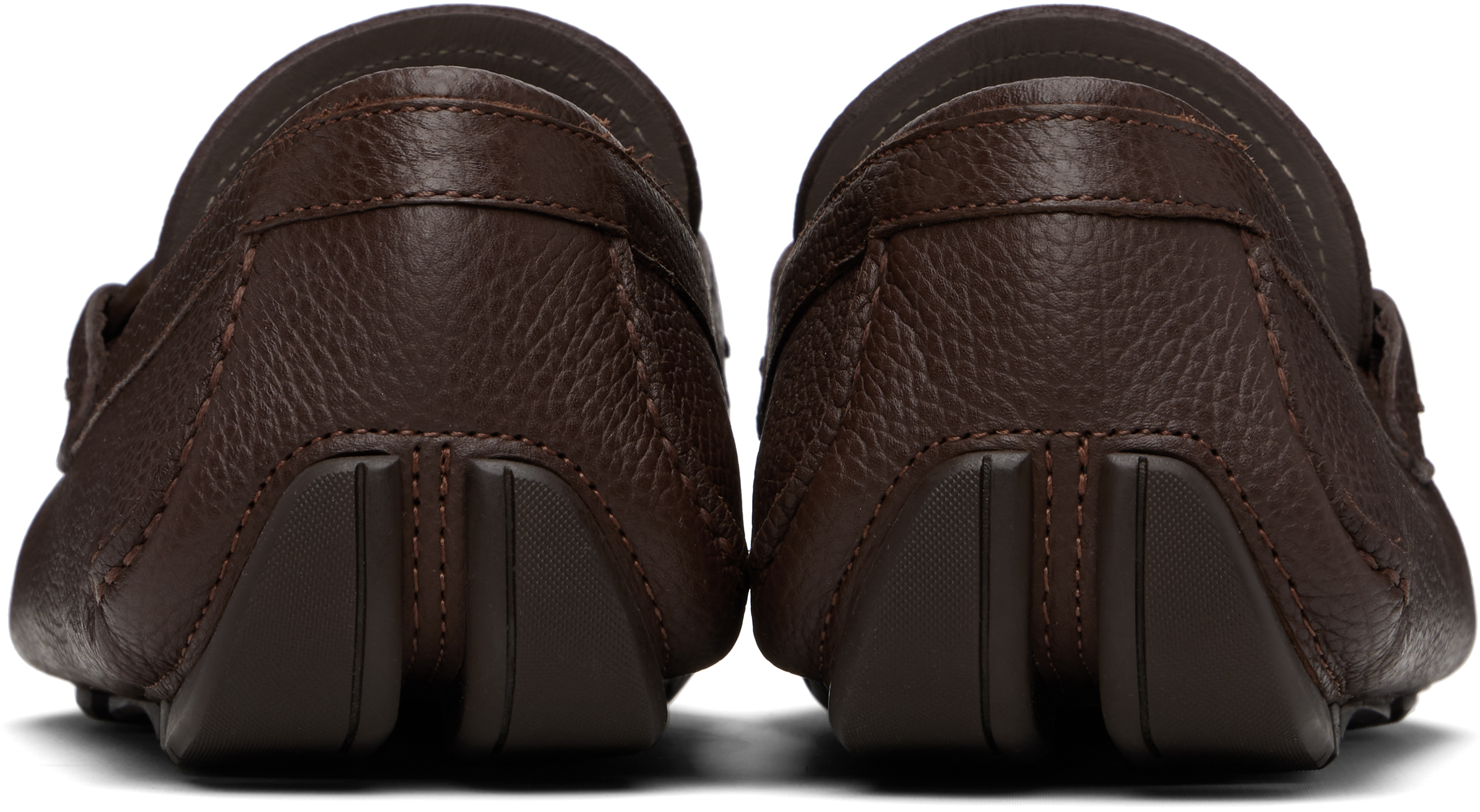 Ferragamo Brown Gancini Ornament Driver Loafers