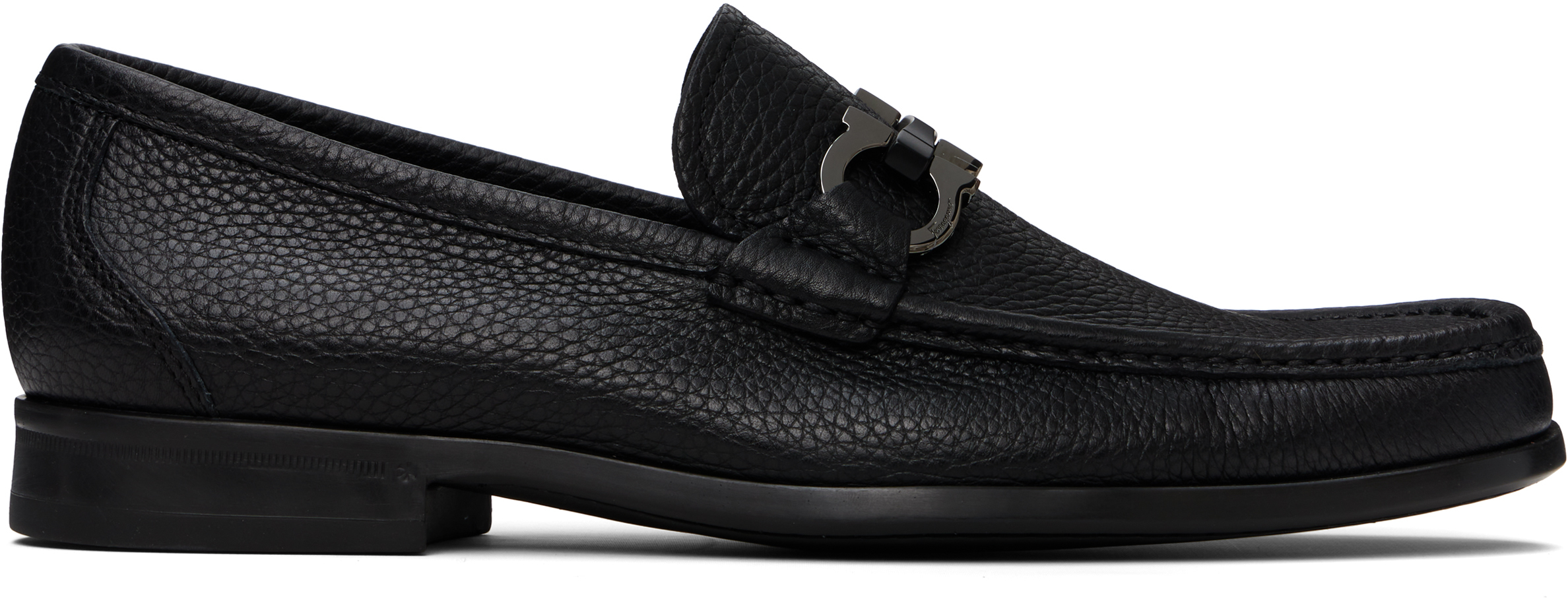 Ferragamo Black Gancini Ornament Loafers