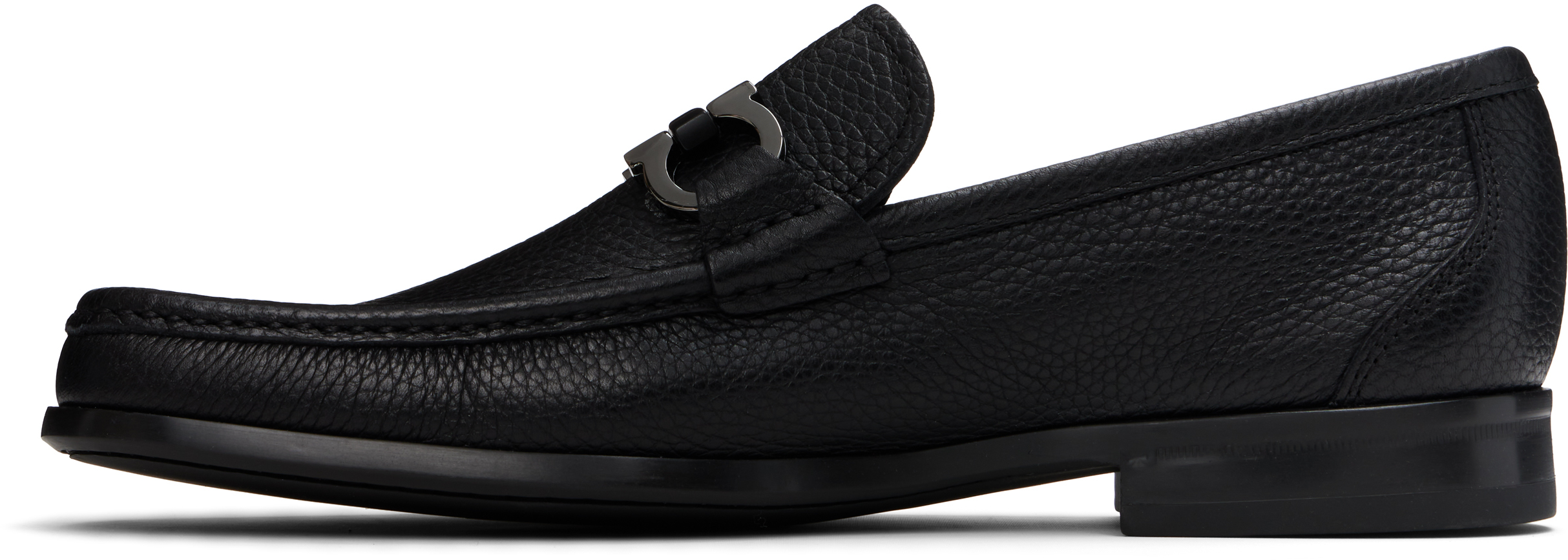 Ferragamo Black Gancini Ornament Loafers