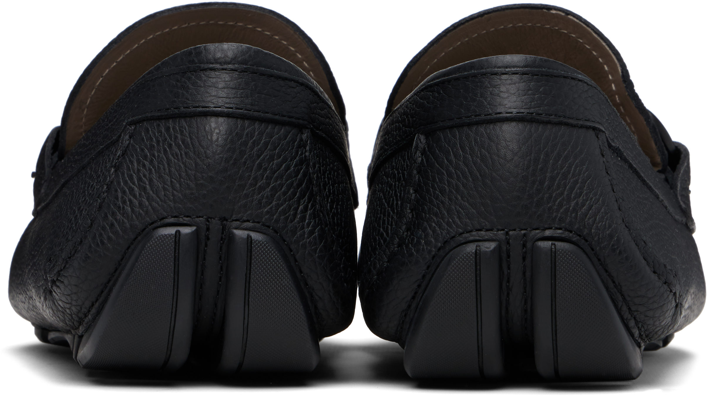 Ferragamo Black Gancini Ornament Driver Loafers