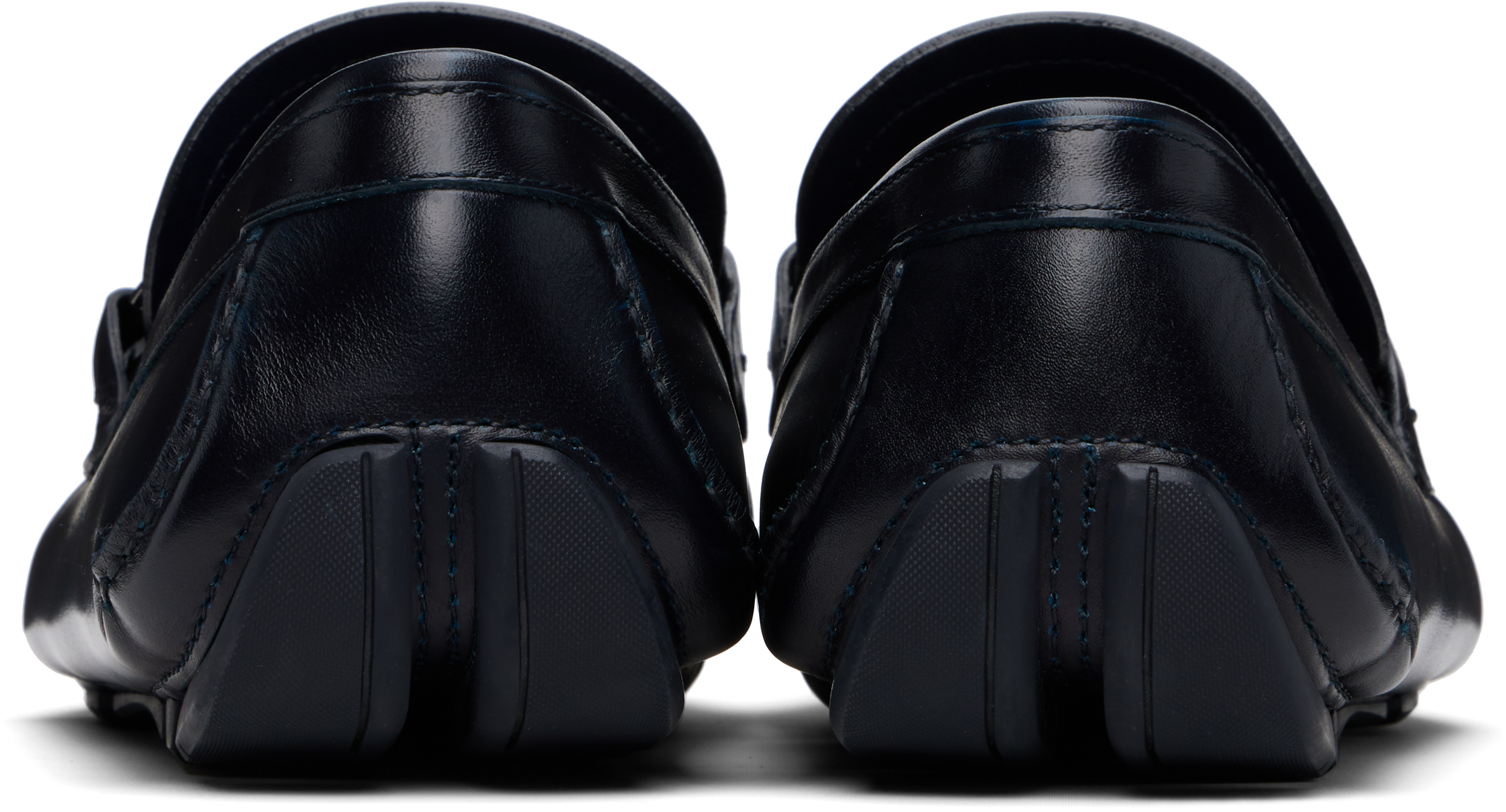 Ferragamo Navy Gancini Ornament Driver Loafers