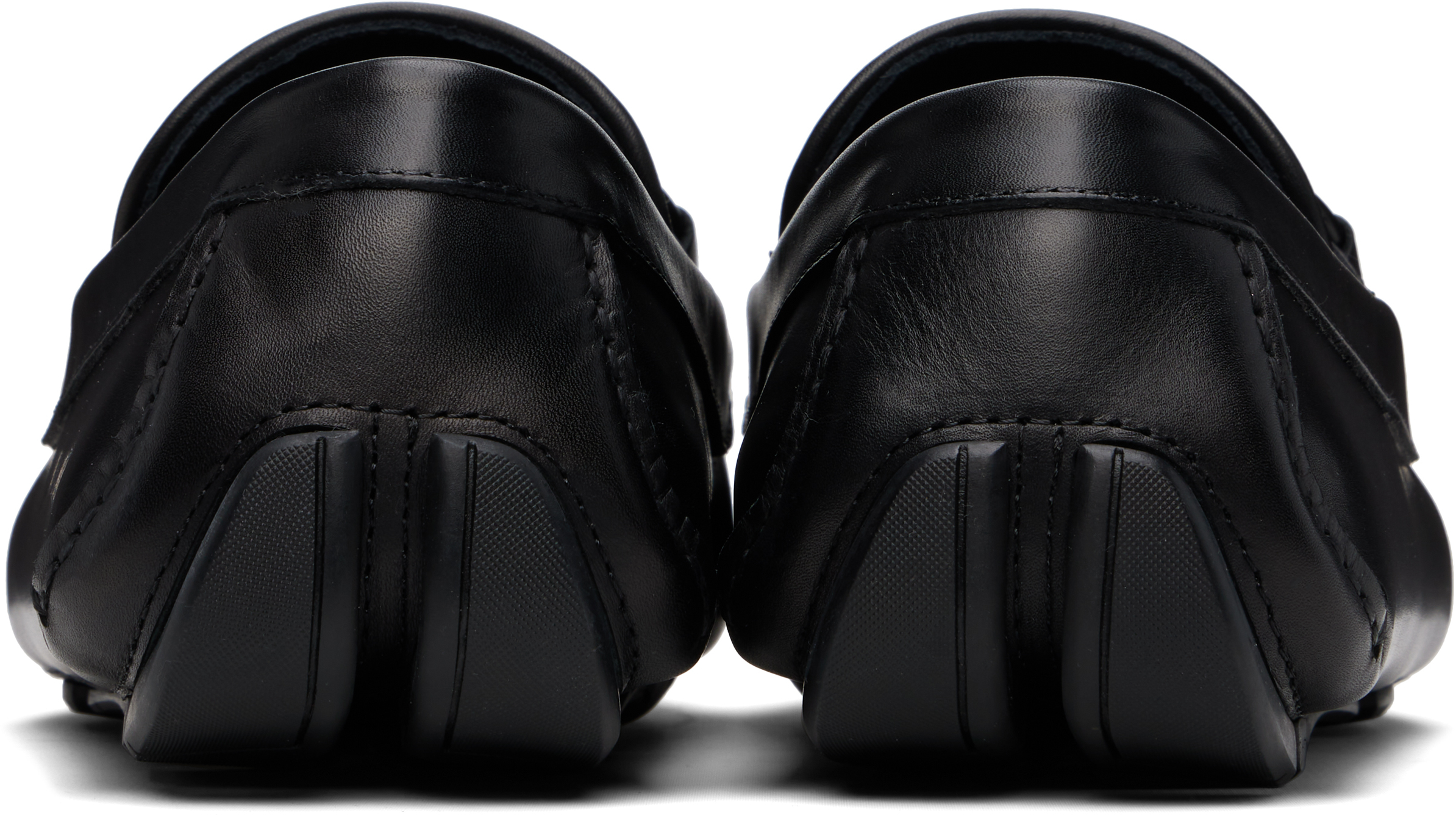 Ferragamo Black Gancini Ornament Driver Loafers