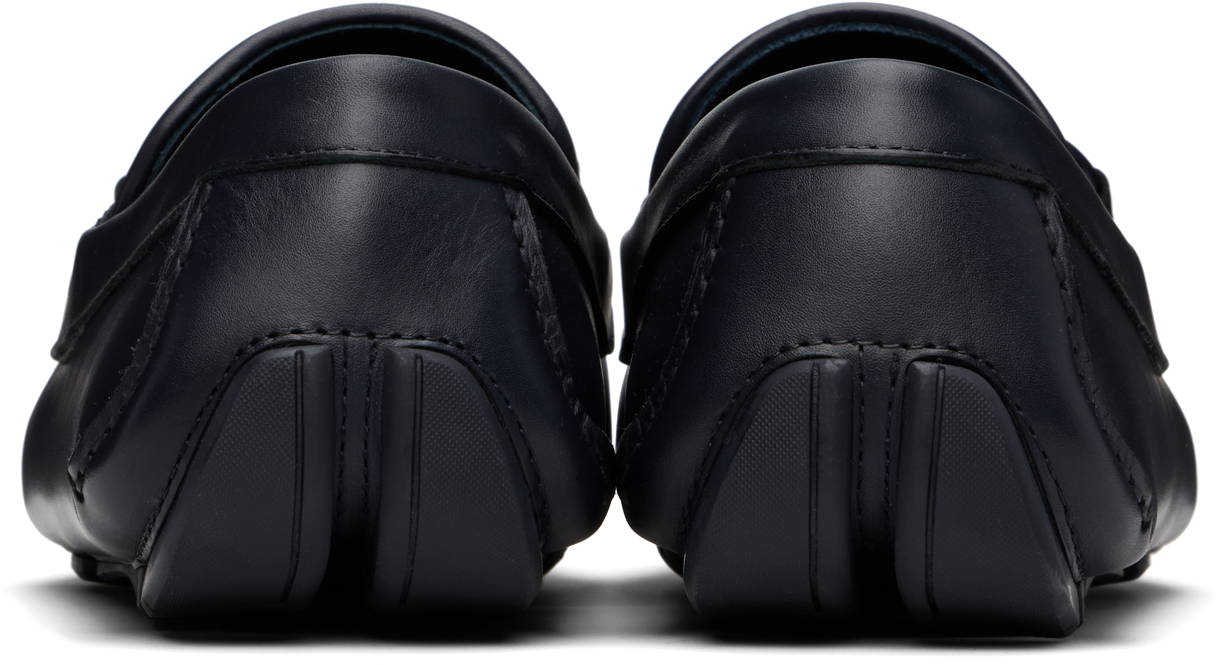 Ferragamo Navy Gancini Ornament Driver Loafers