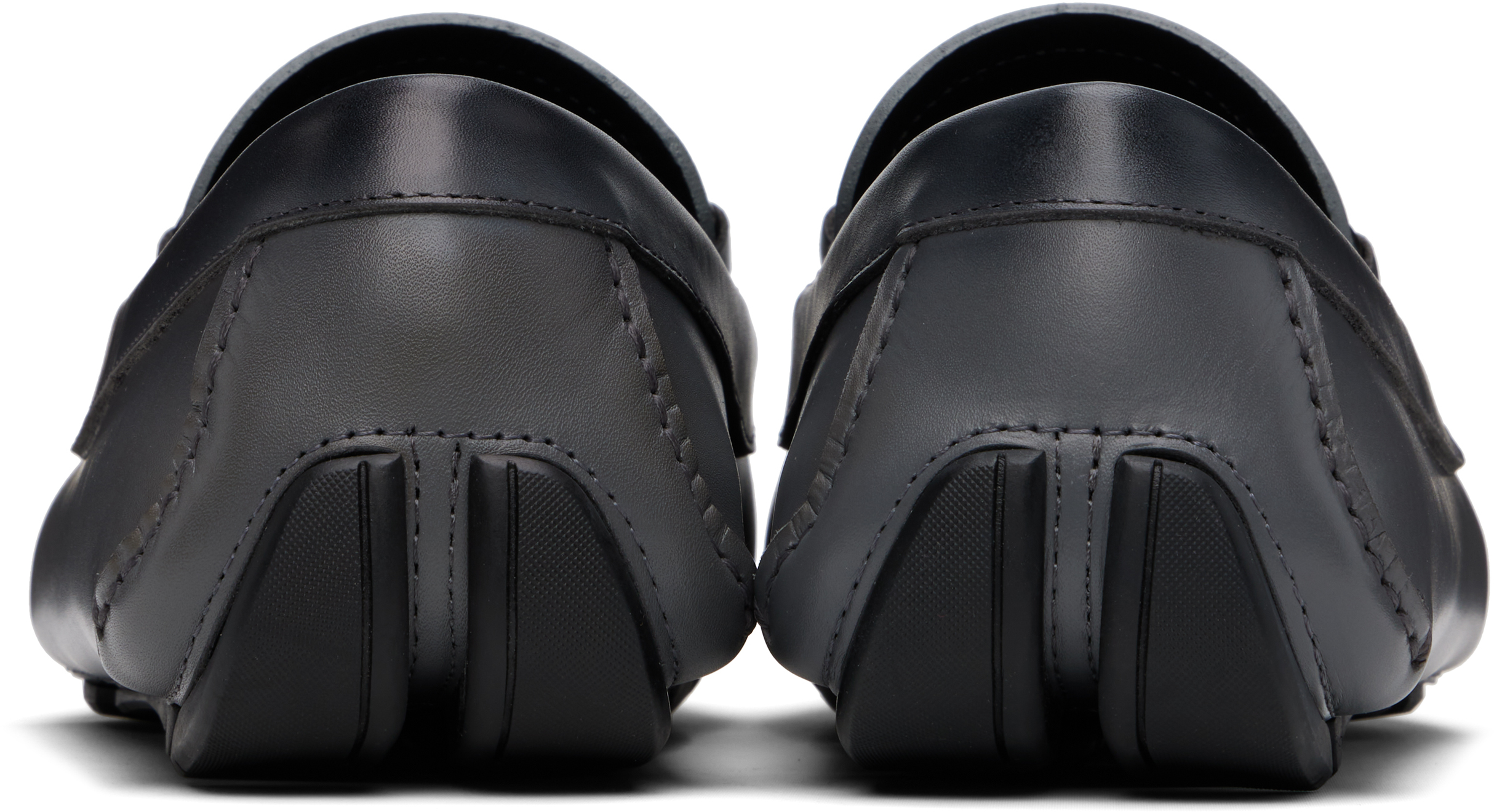 Ferragamo Gray Gancini Ornament Driver Loafers