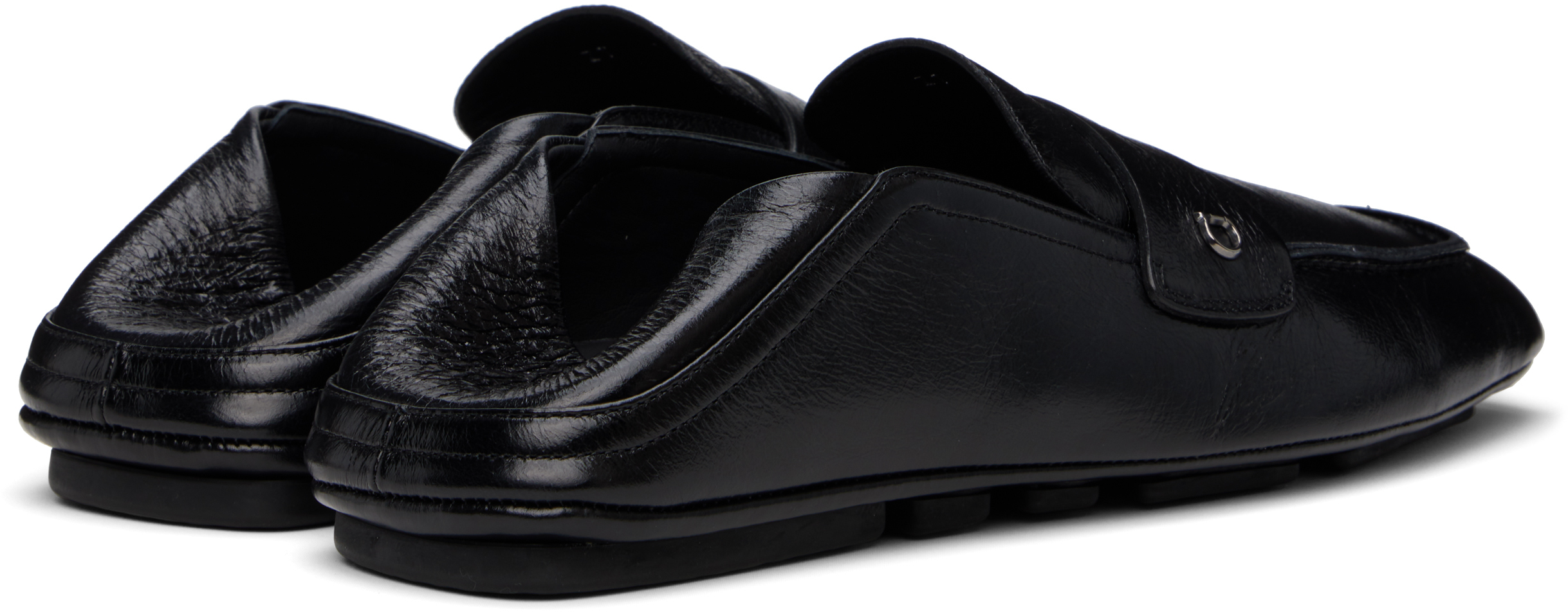 Ferragamo Leather Loafers With Subtle Buckle Detail In Black