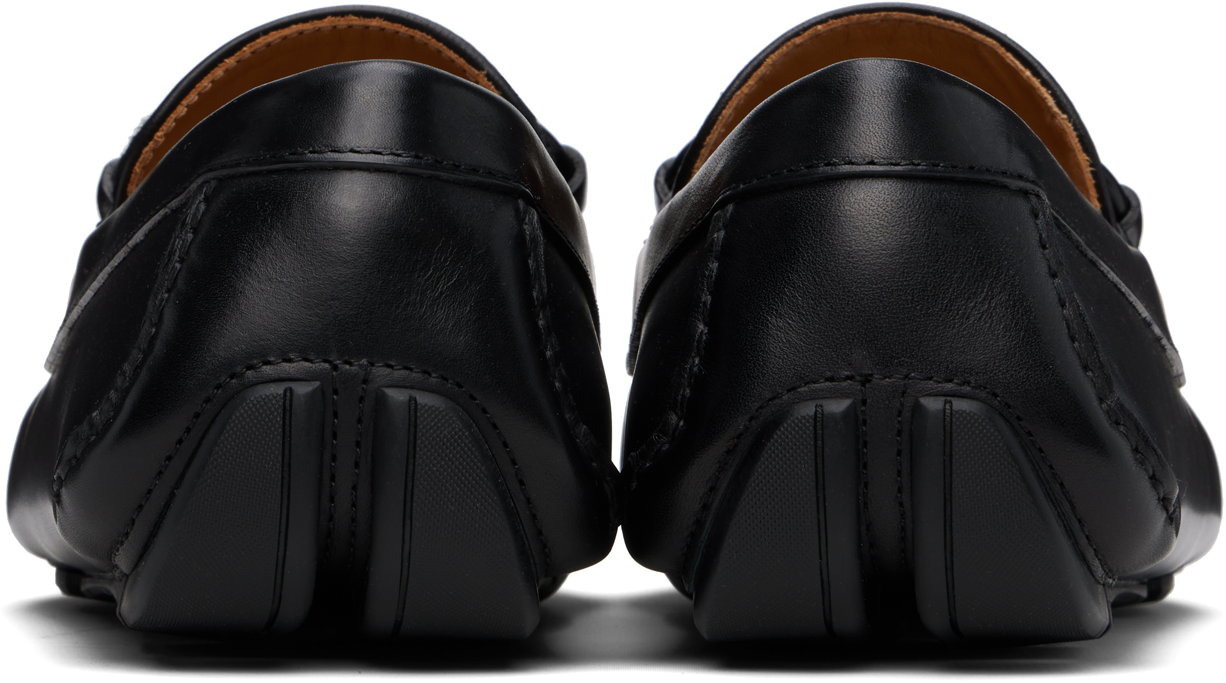 Ferragamo Black Gancini Ornament Driver Loafers