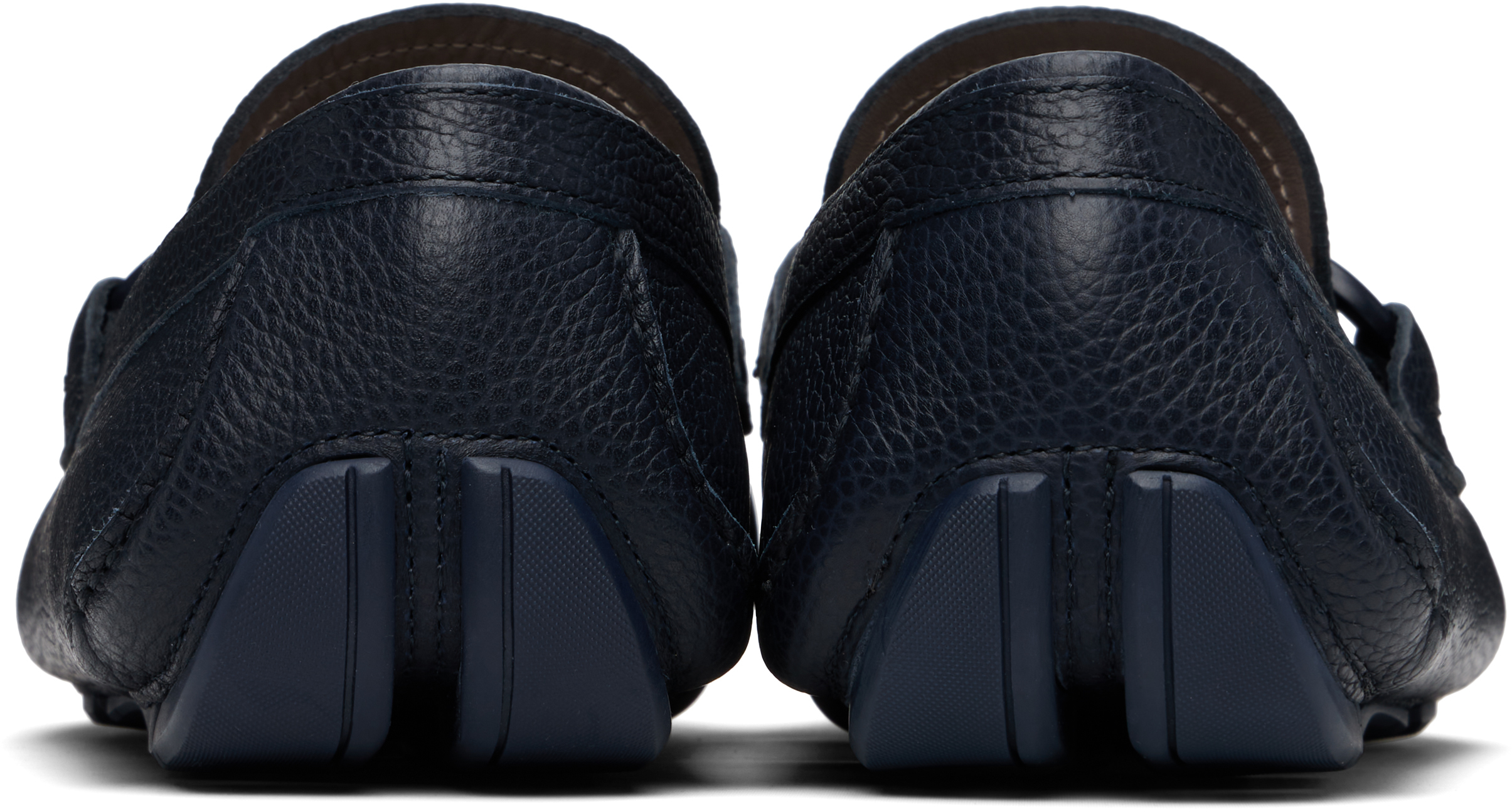 Ferragamo Navy Gancini Ornament Driver Loafers