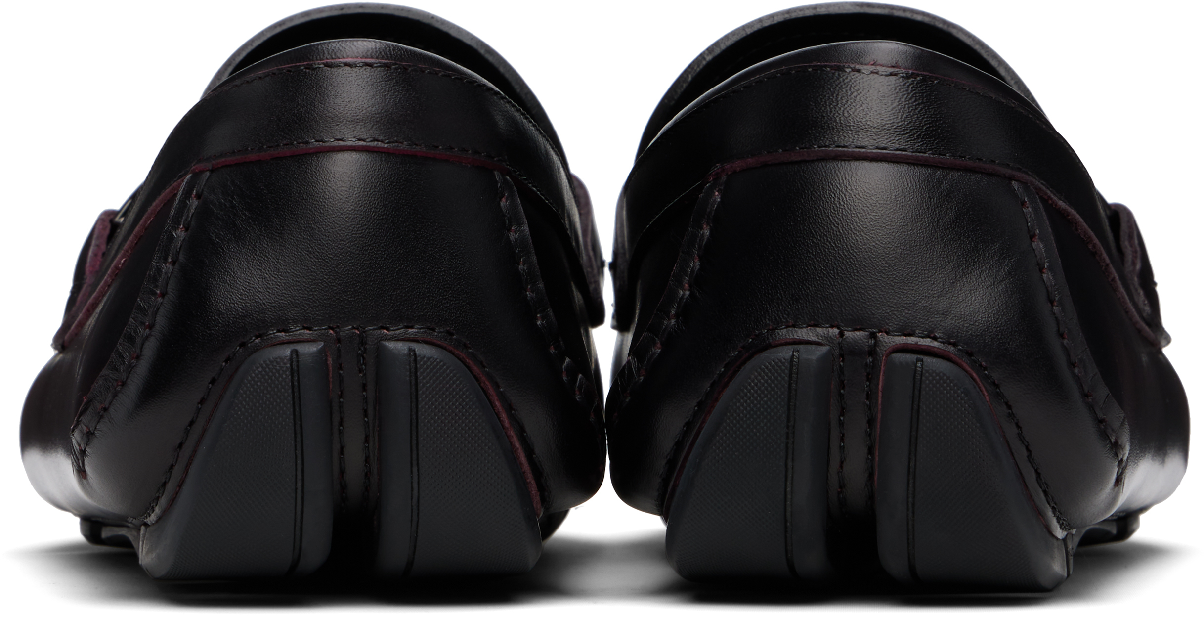 Ferragamo Burgundy Gancini Ornament Driver Loafers