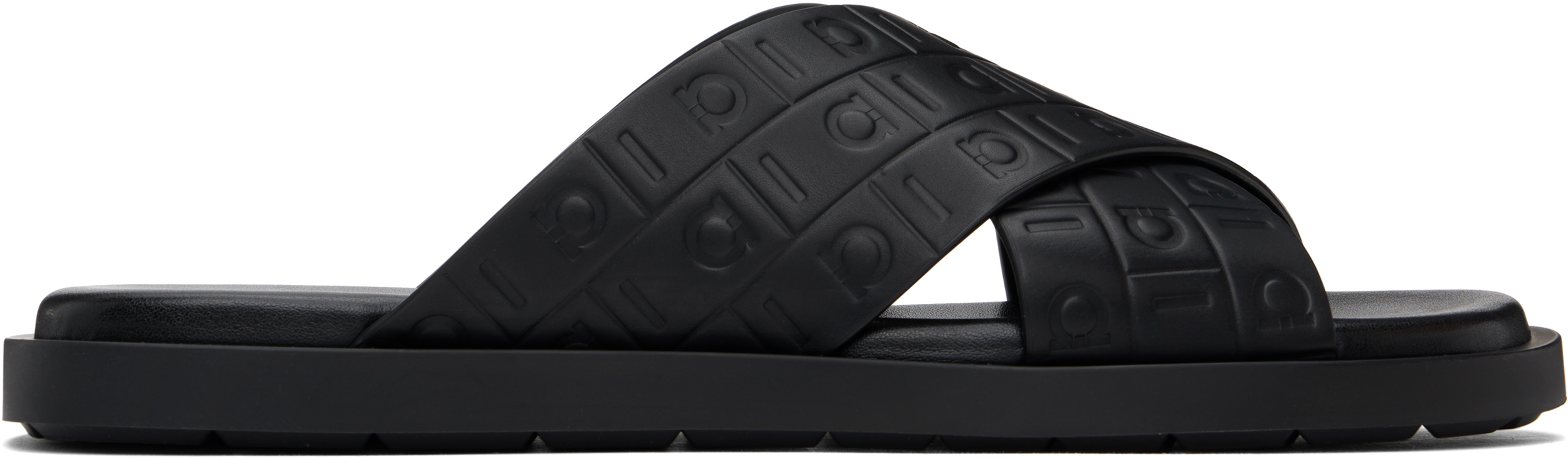 Ferragamo: Black Monogram Sandals | SSENSE Canada