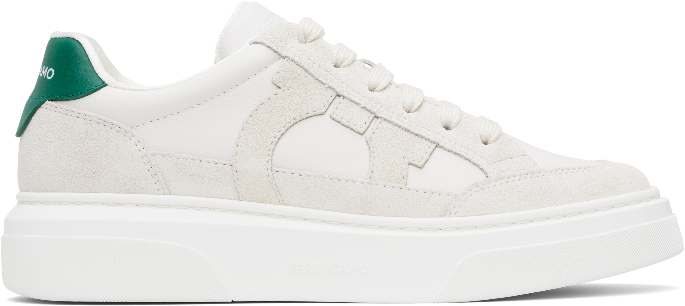 Ferragamo Round Toe Sneakers With Contrasting Heel Tab
