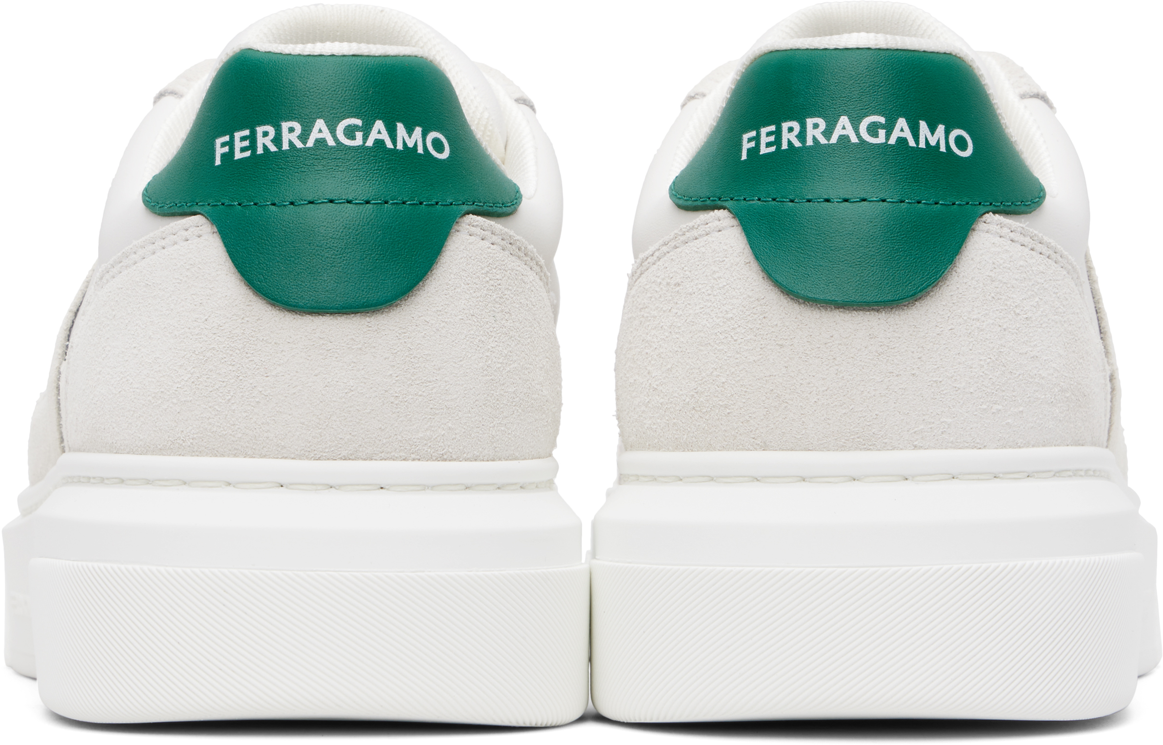 Ferragamo Round Toe Sneakers With Contrasting Heel Tab