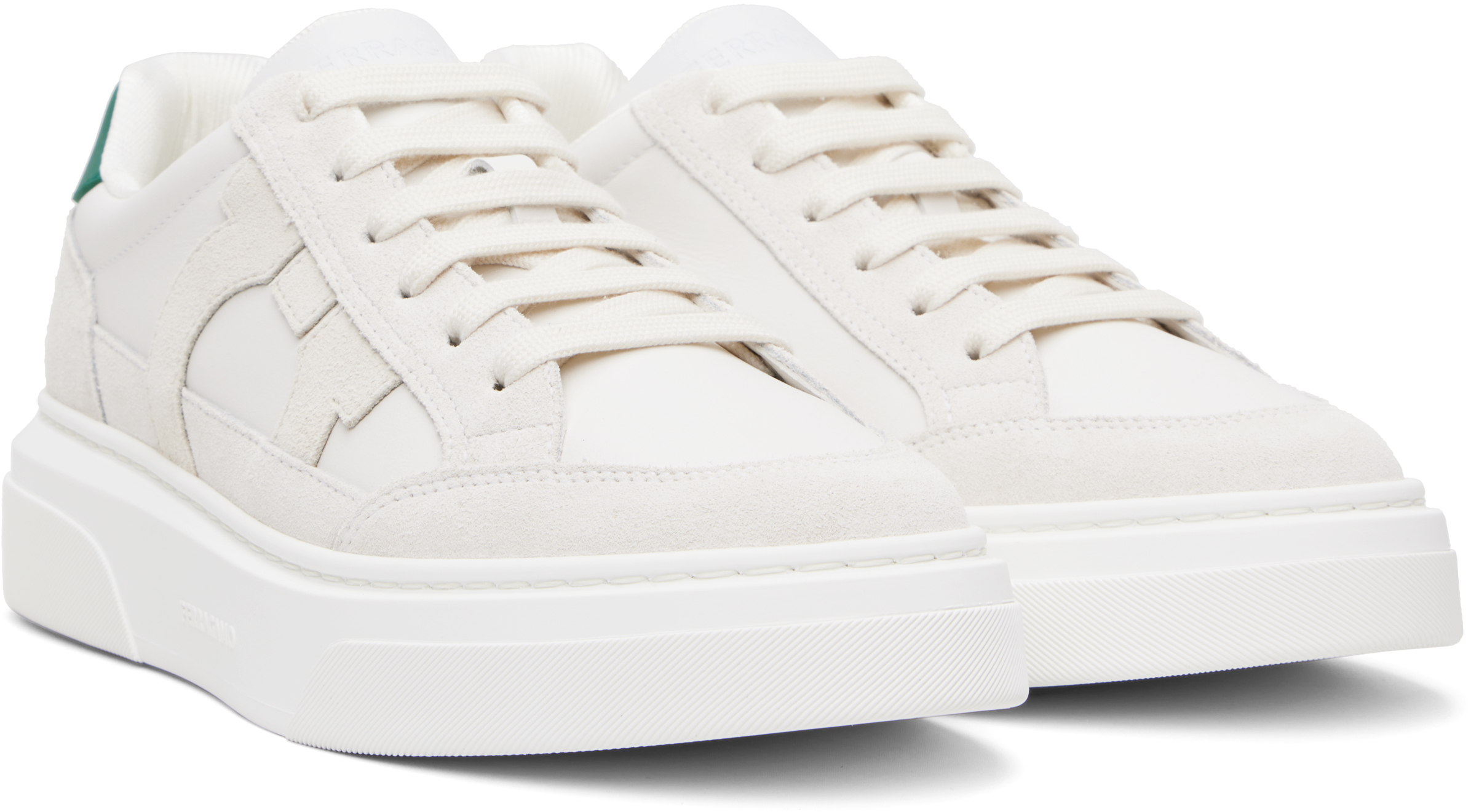 Ferragamo Round Toe Sneakers With Contrasting Heel Tab