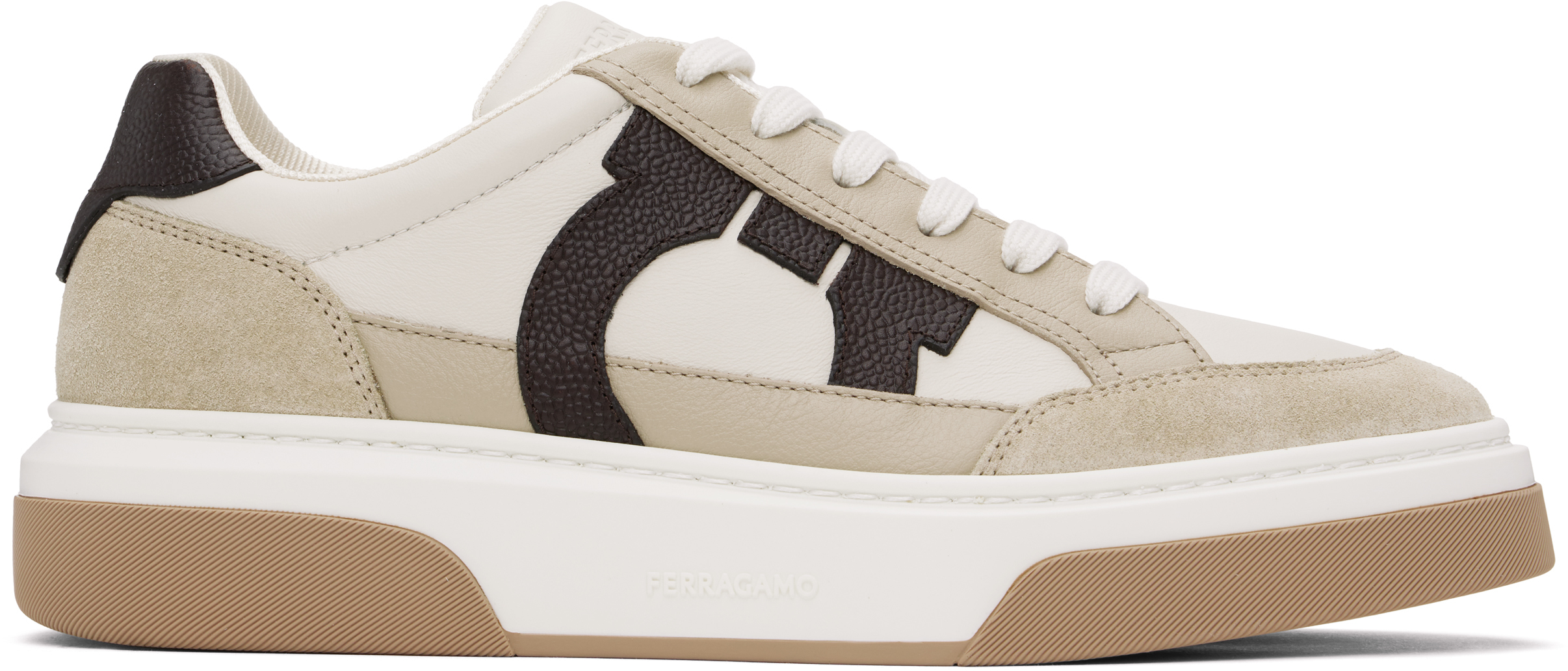 Beige Low Top Gancini Ornament Sneakers