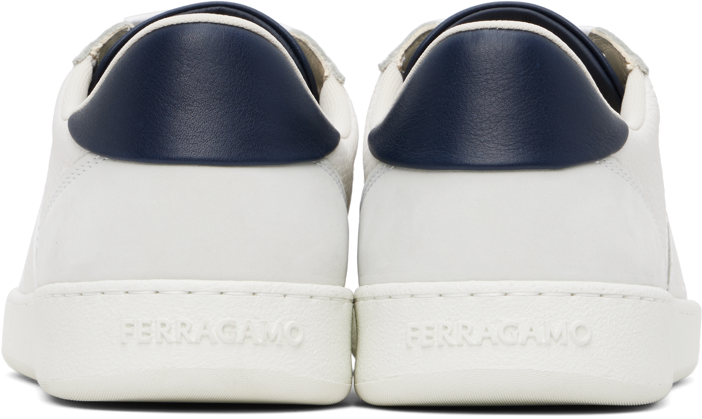 Shop Ferragamo Off-white Low Top Signature Sneakers