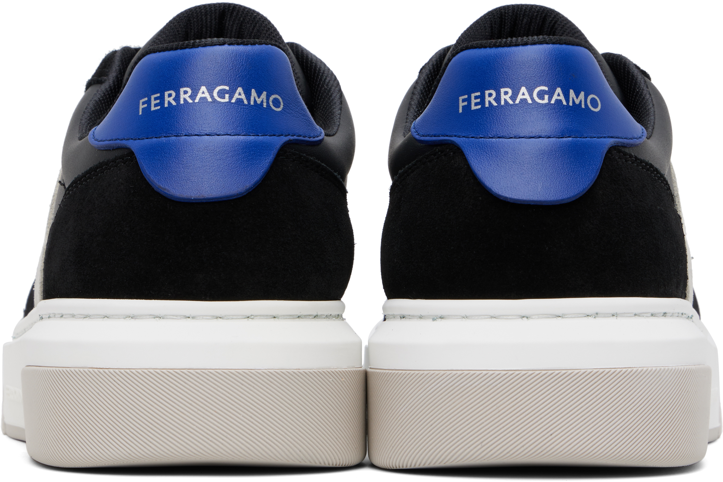 Shop Ferragamo Black Low Cut Gancini Outline Sneakers