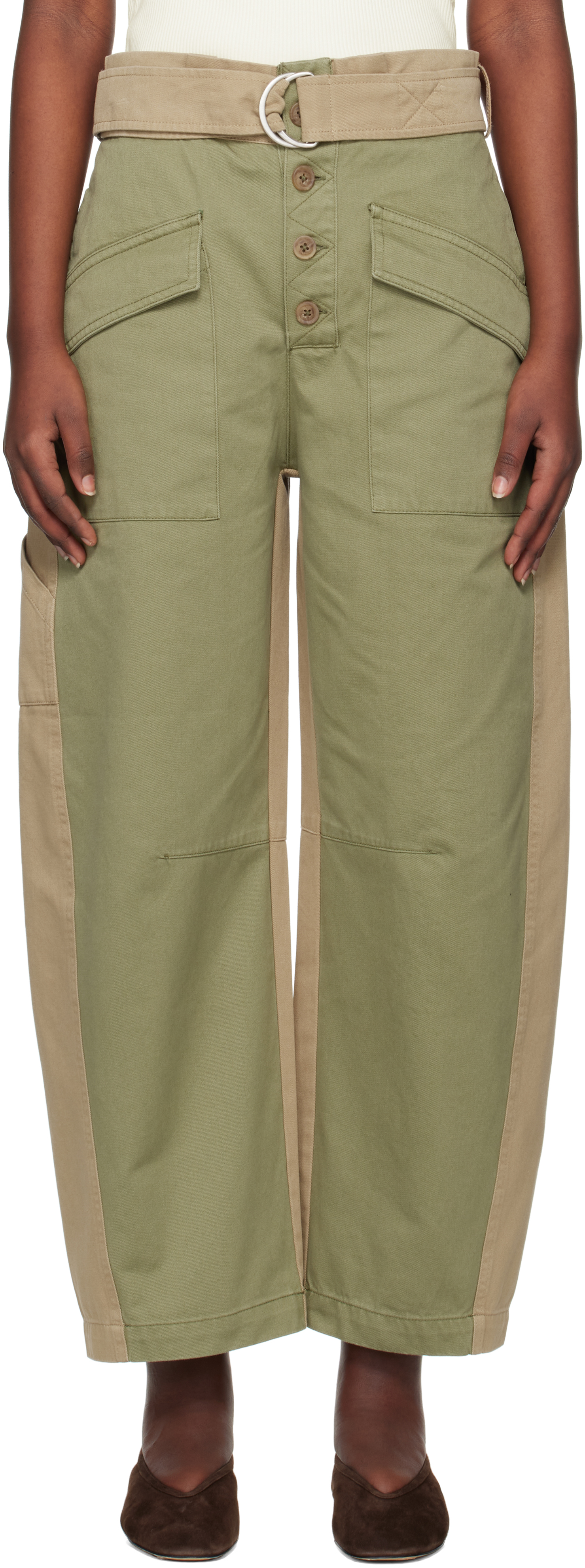 Green & Beige Carolina Trousers