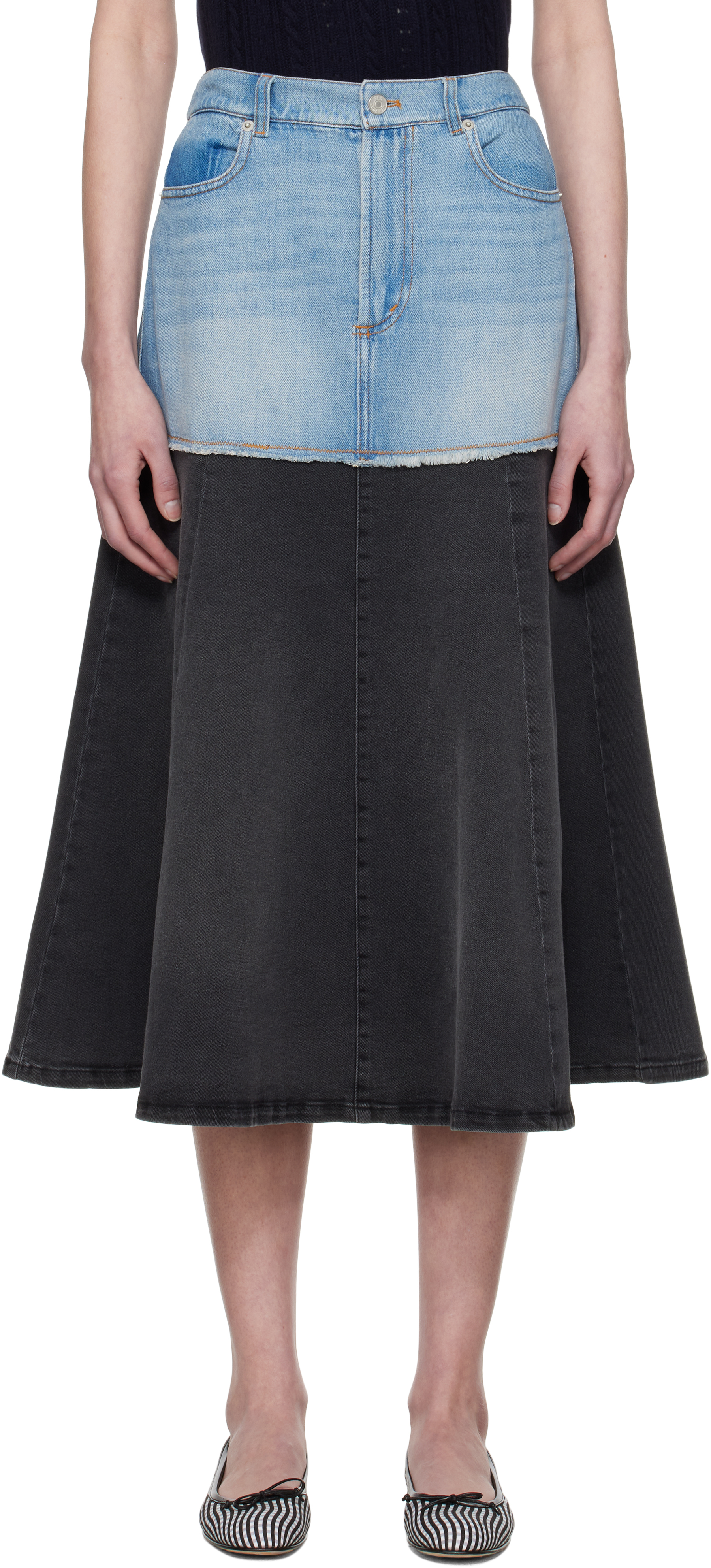 Blue 
Black Elle Denim Midi Skirt