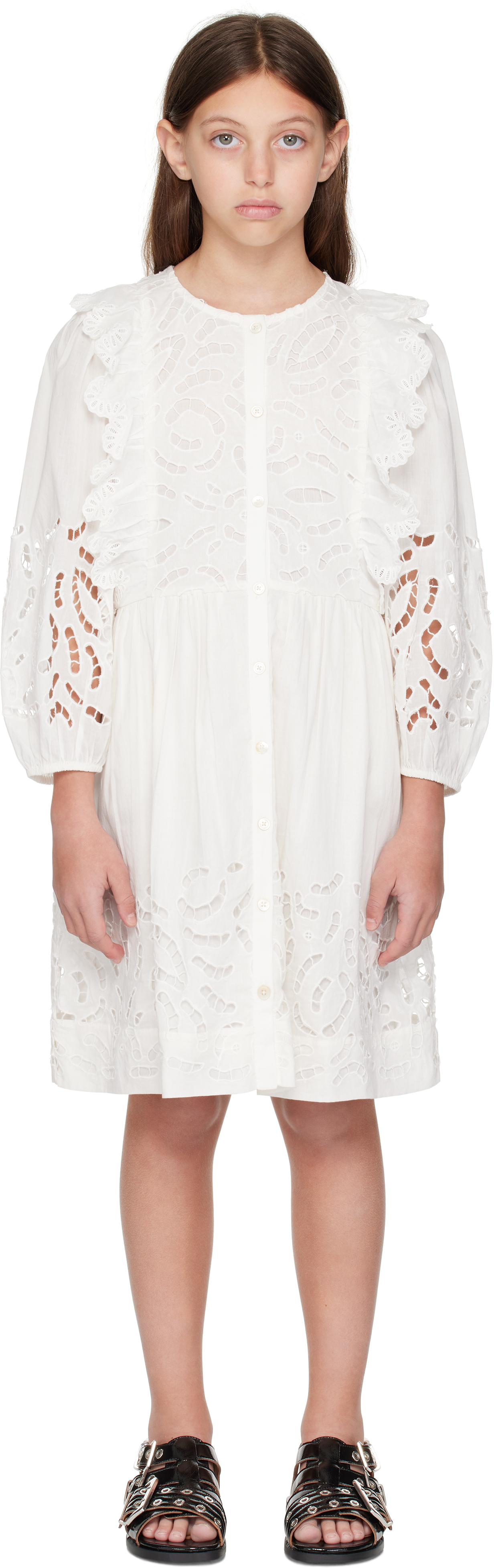 Sea Ny Kids White Dahlia Dress In Pearl Pearl
