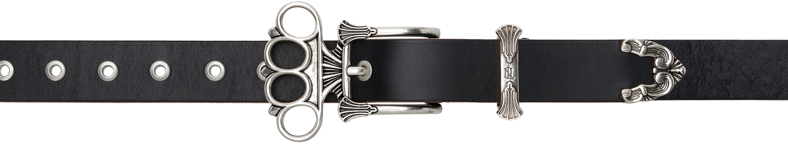 Black Silver Filled Knuckles Belt