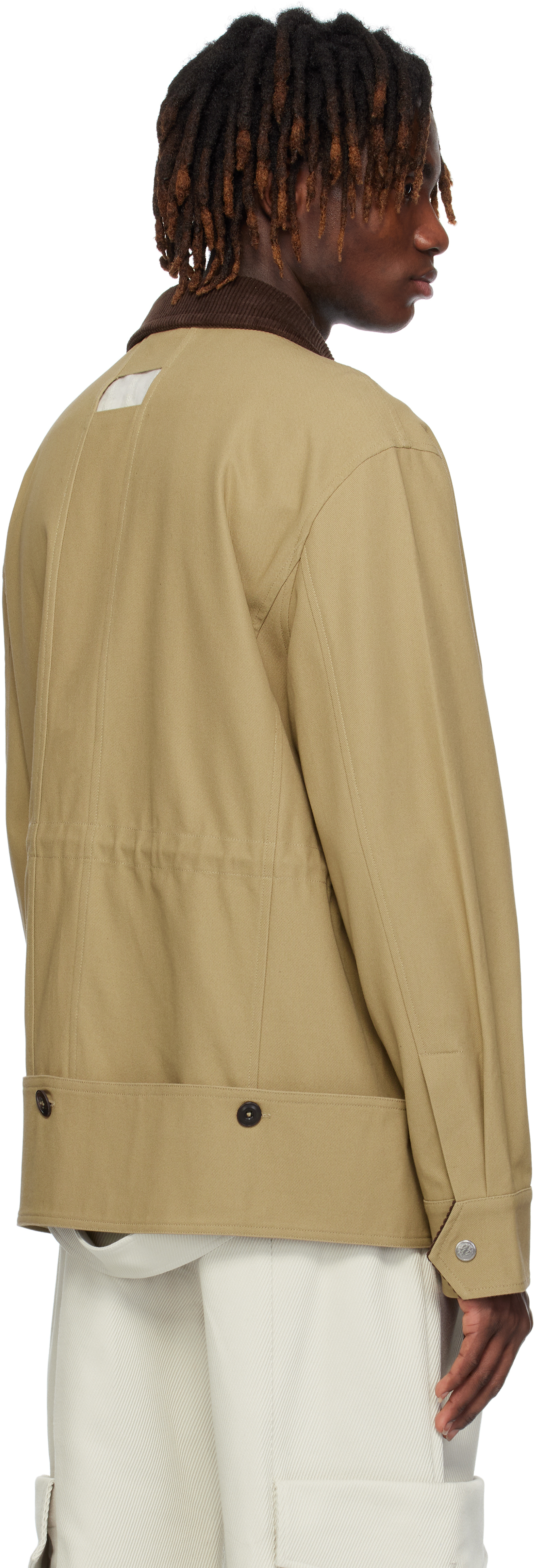 Nullus Khaki Corduroy Paneled Michigan Jacket In Khaki