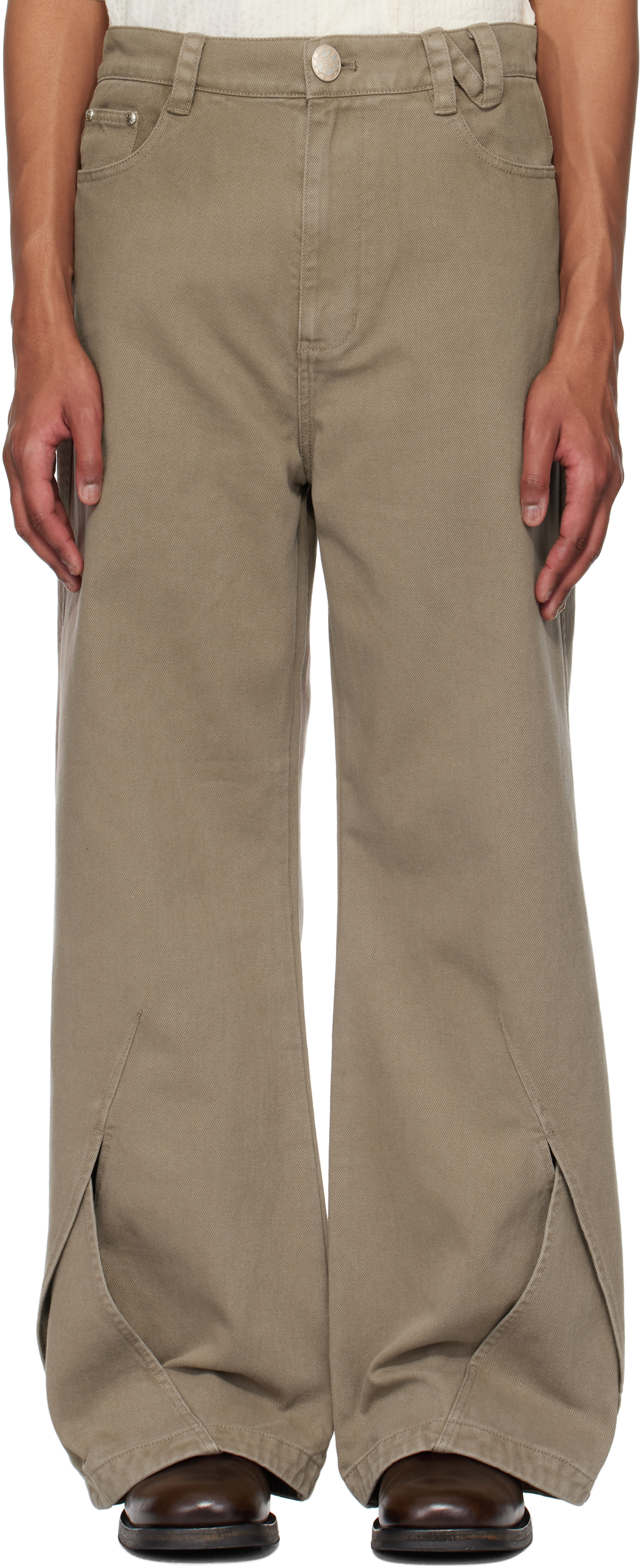 NULLUS: Brown Intertwined Structure Jeans | SSENSE NULLUS: Brown Intertwined Structure Jeans | SSENSE
