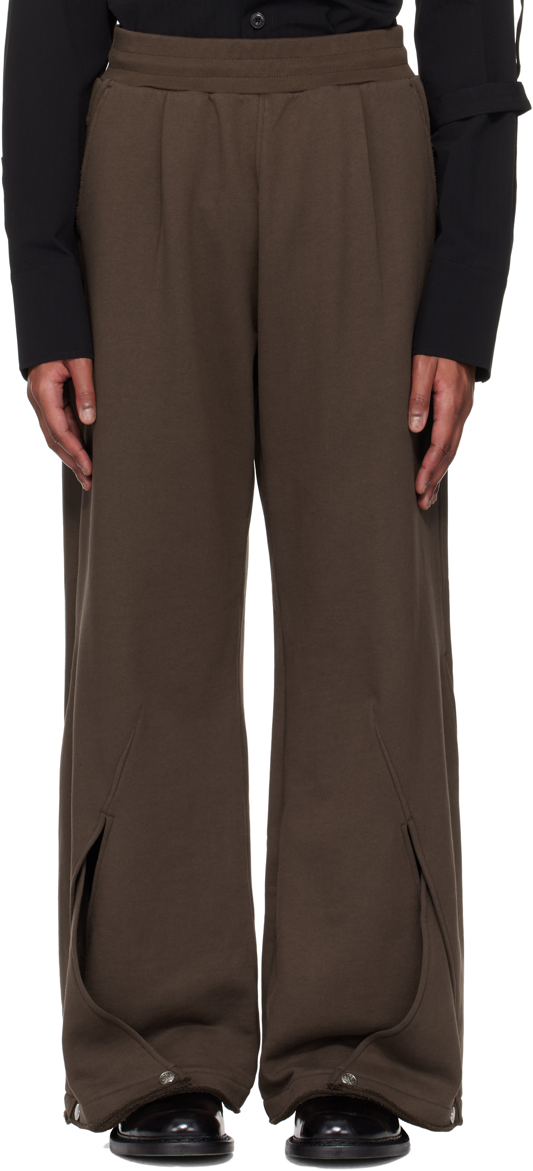 Brown Intertwined Structure Sweatpants