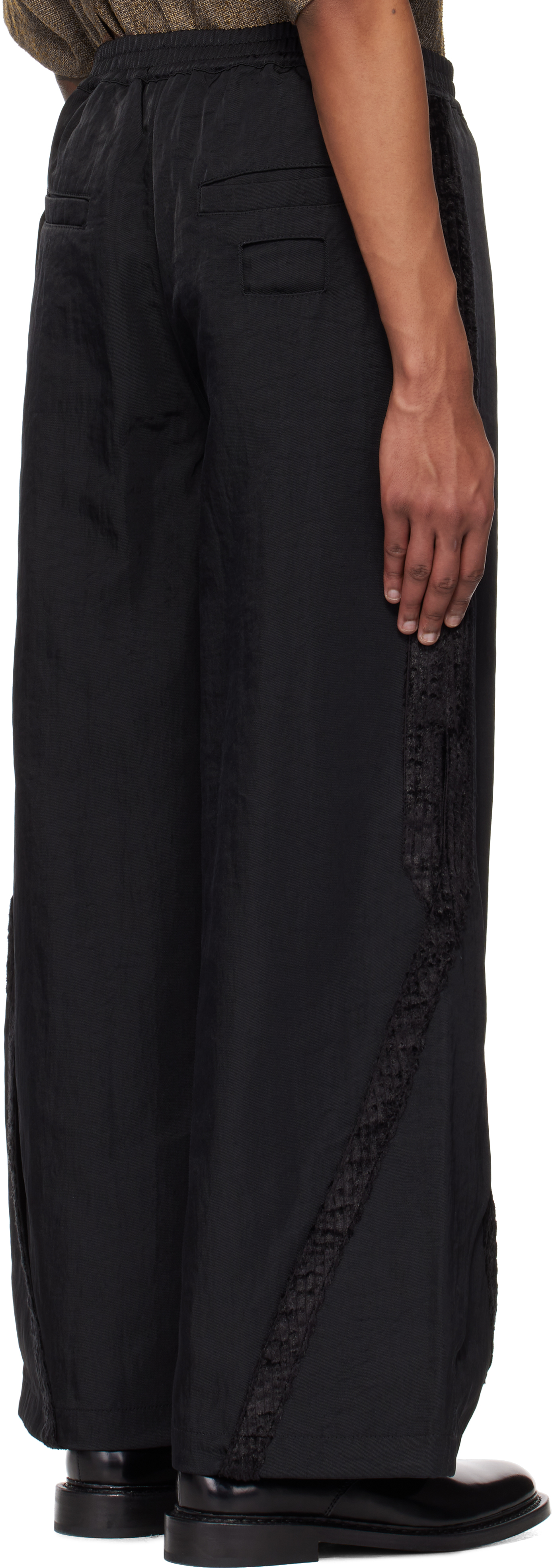 Nullus Black Corduroy Paneled Athletes Track Pants In Black
