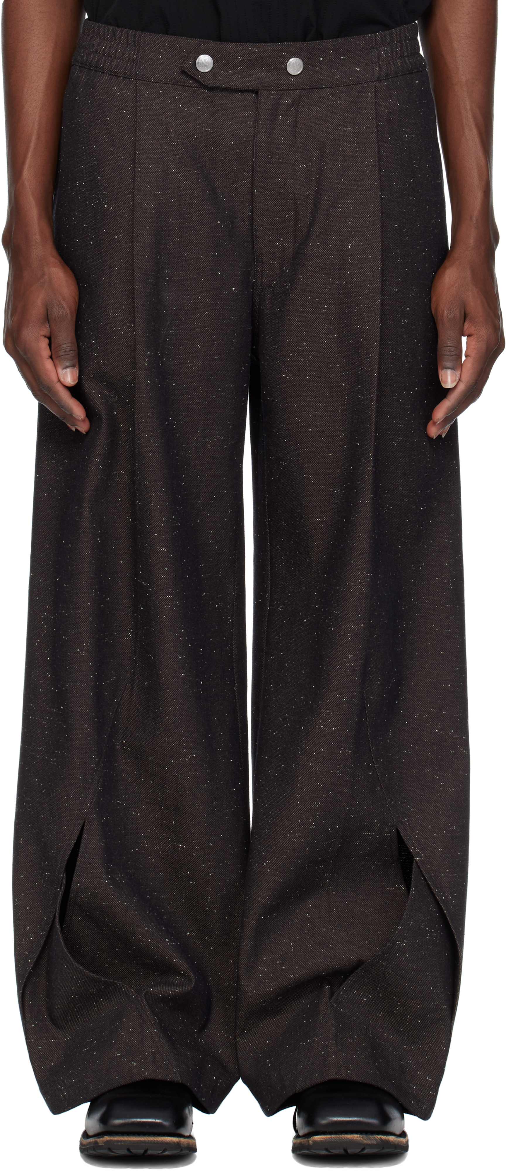 Brown Intertwined Structure Trousers