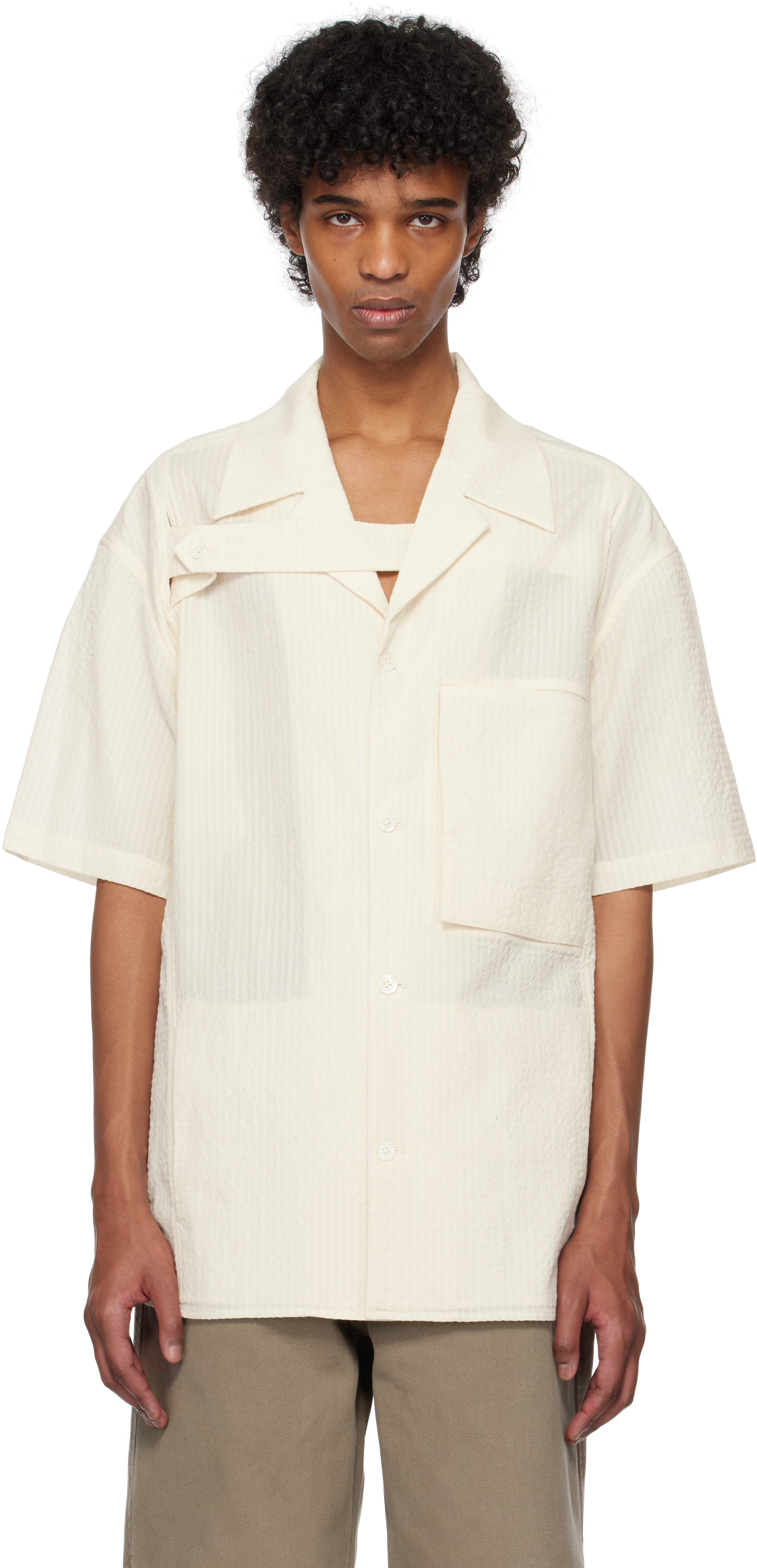 Off-White Dry Button Strap Short Sleeve Shirt