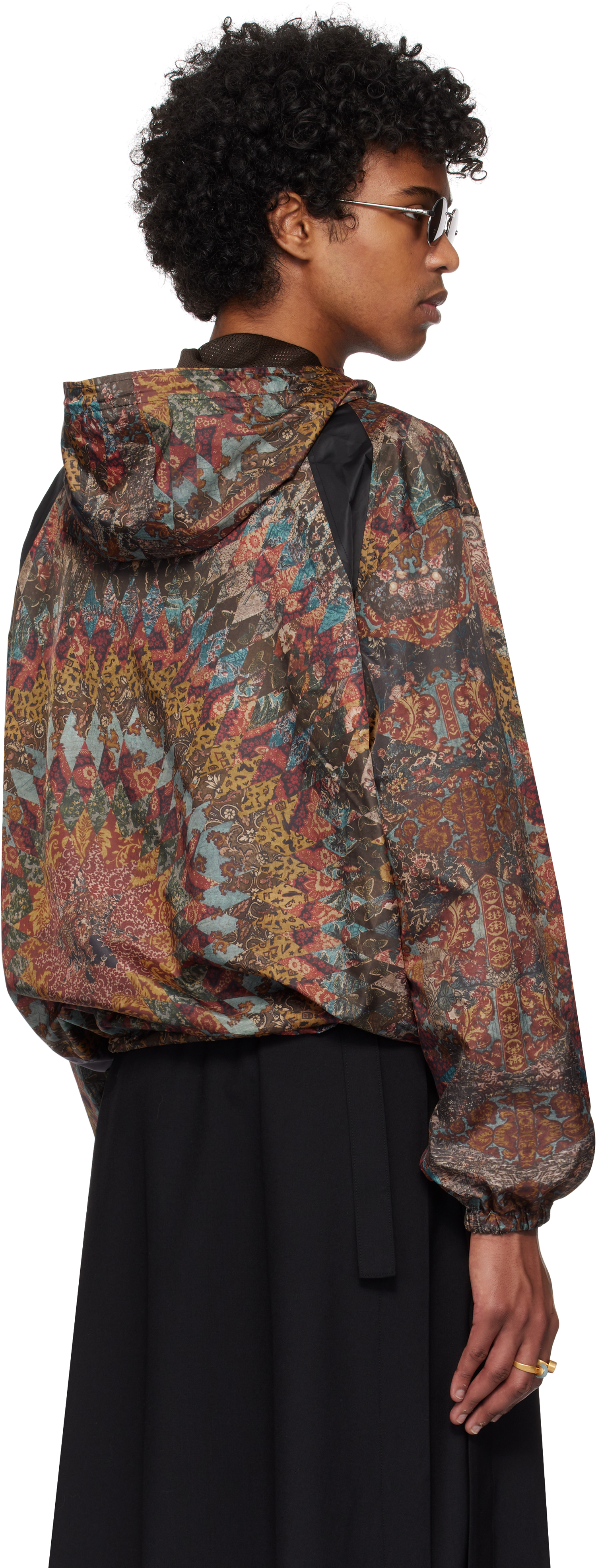 Khoki Multicolor American Quilts-print Pull-over Jacker In Black