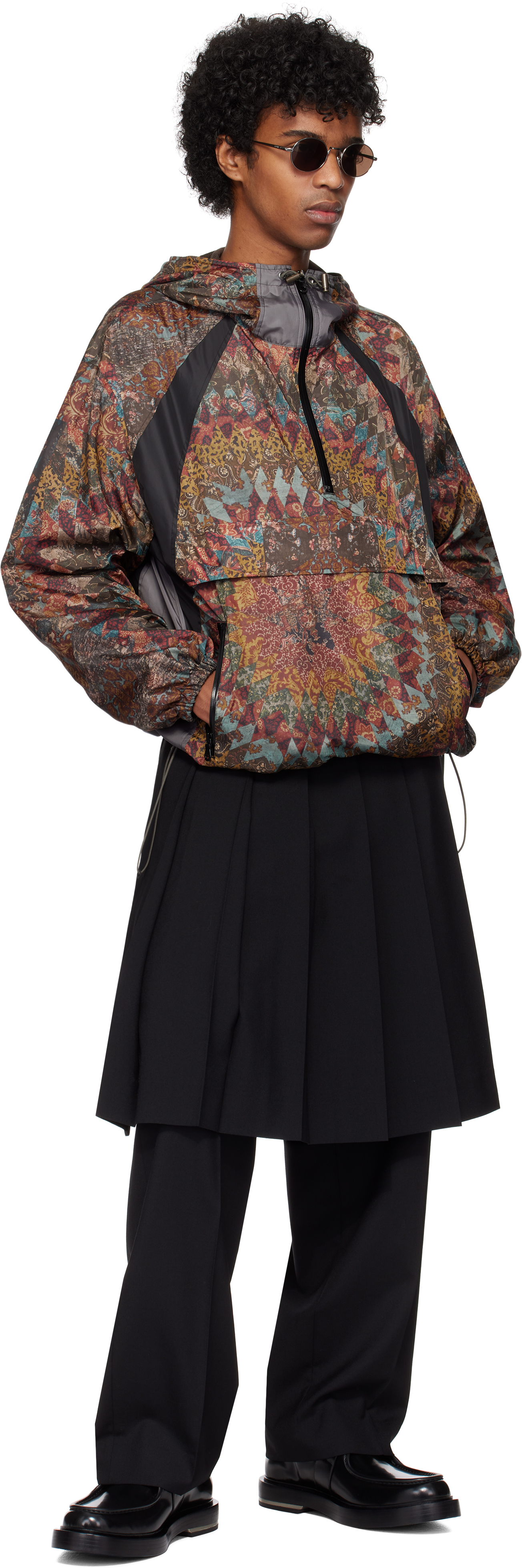Khoki Multicolor American Quilts-print Pull-over Jacker In Black