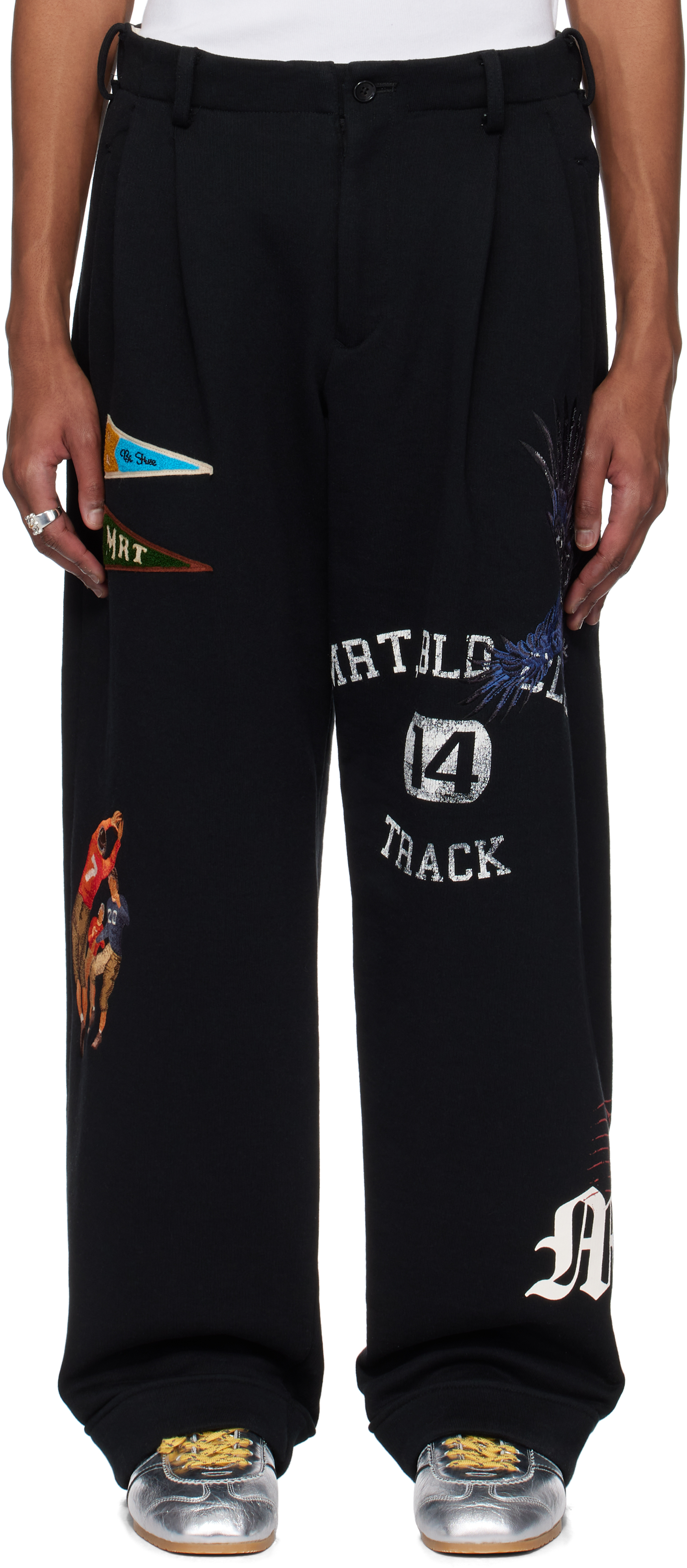 Black Multi Embodied-Design Sweatpants