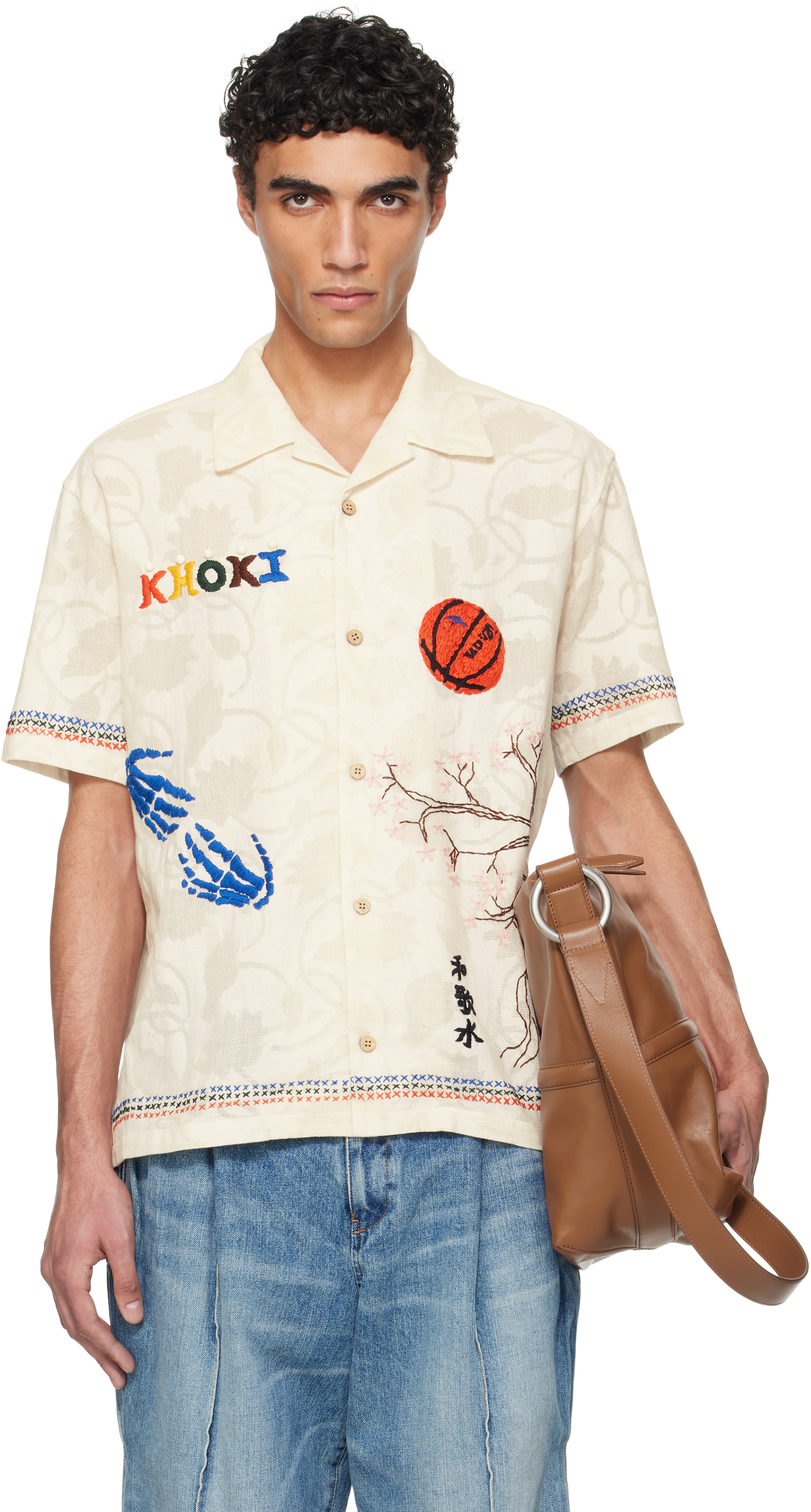 Off-White Hand Embroidered-Design Shirt