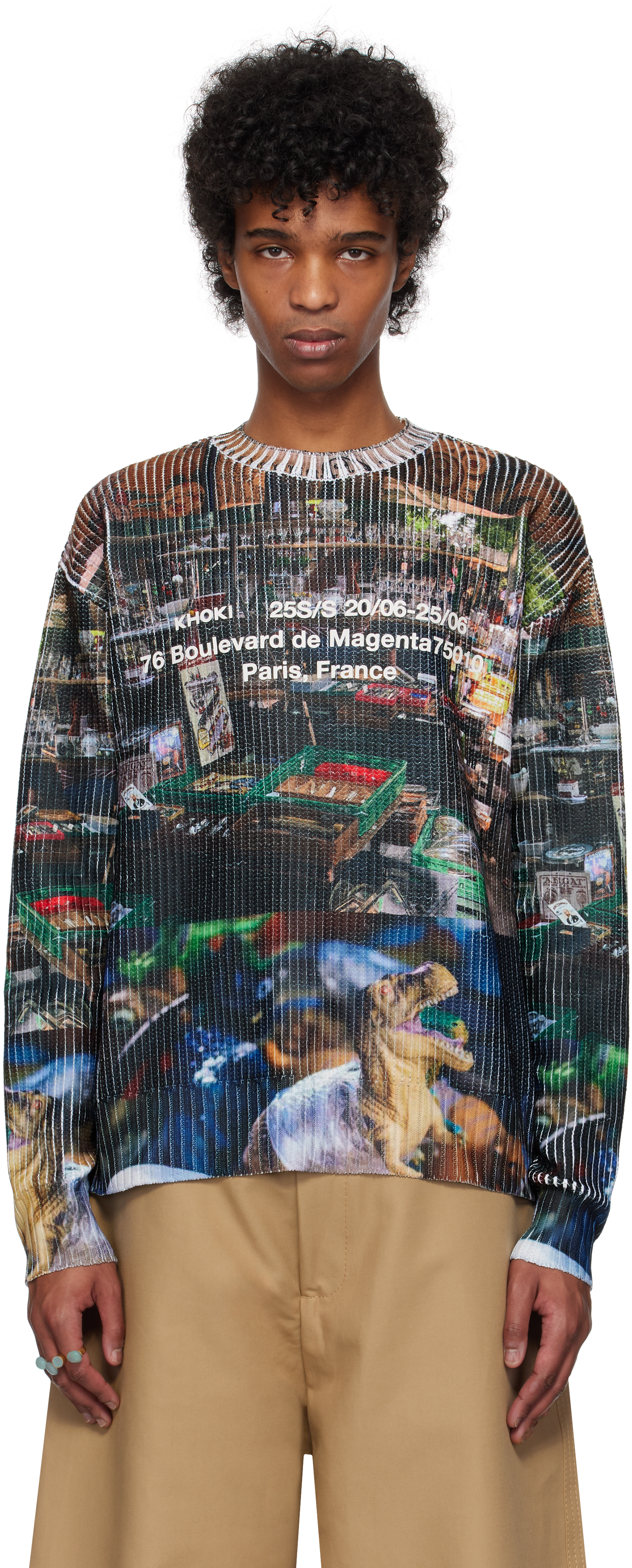 Multicolor Collage Printed Knit Sweater