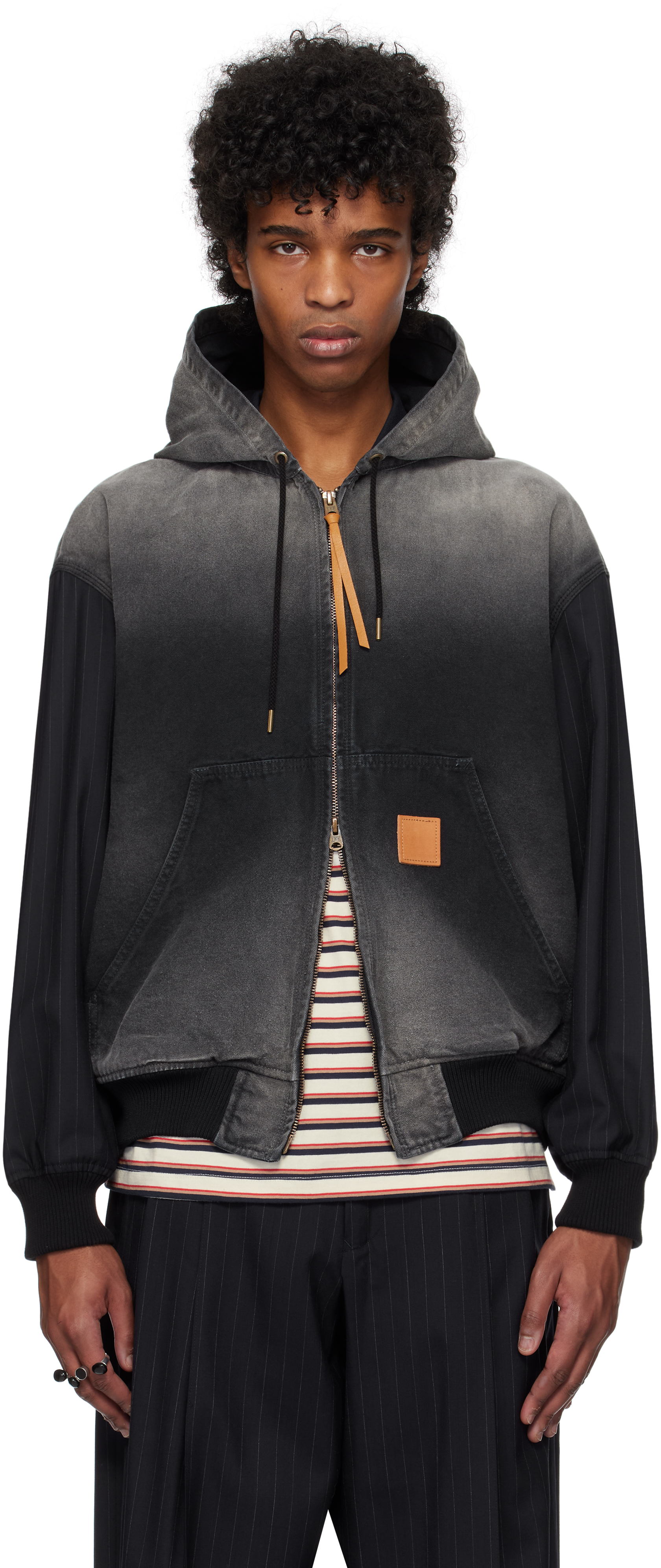 Khoki: Black Vintage-Effect Work Jacket | SSENSE Khoki: Black Vintage-Effect Work Jacket | SSENSE