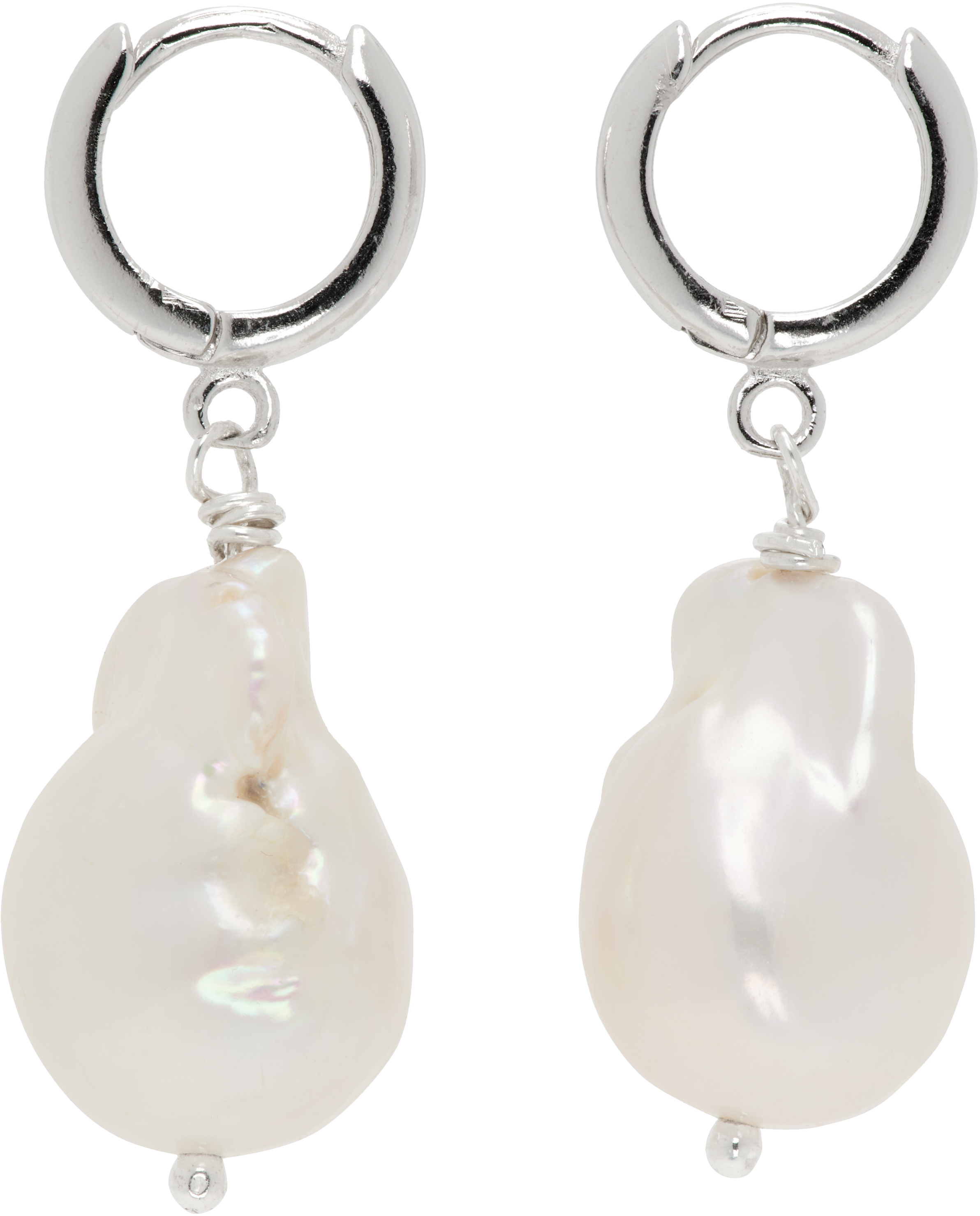 Silver & White Host Baroque Pearl Earrings