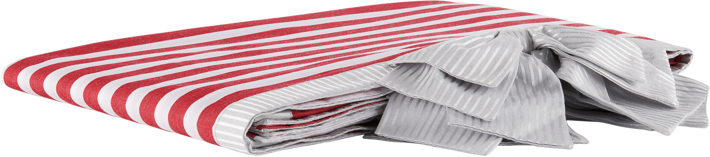 Gohar World Red & White Bow Tablecloth In Red Stripe / Silver