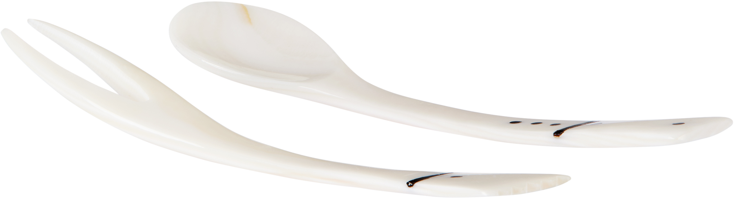Gohar World Off-white Pick & Spoon Set In Mother Of Pearl With