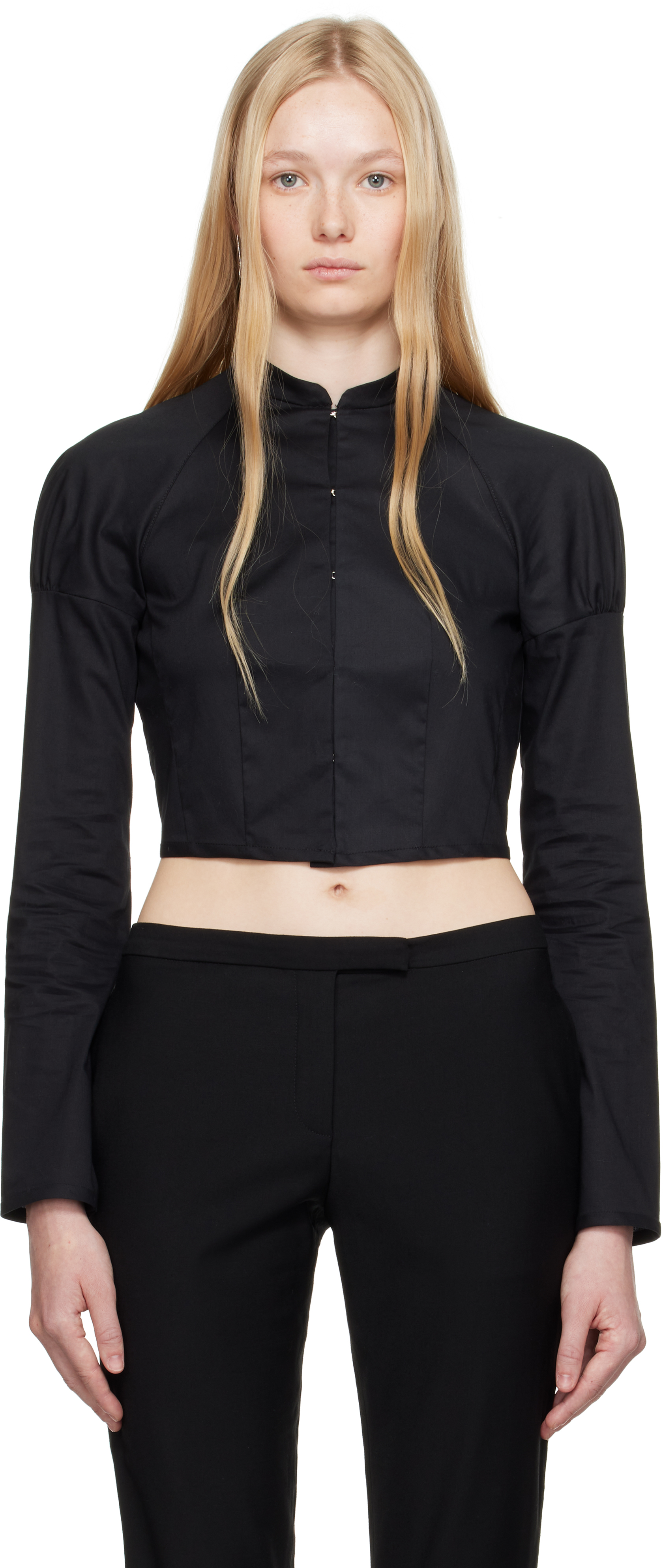 Black Cotton Bodice Shirt