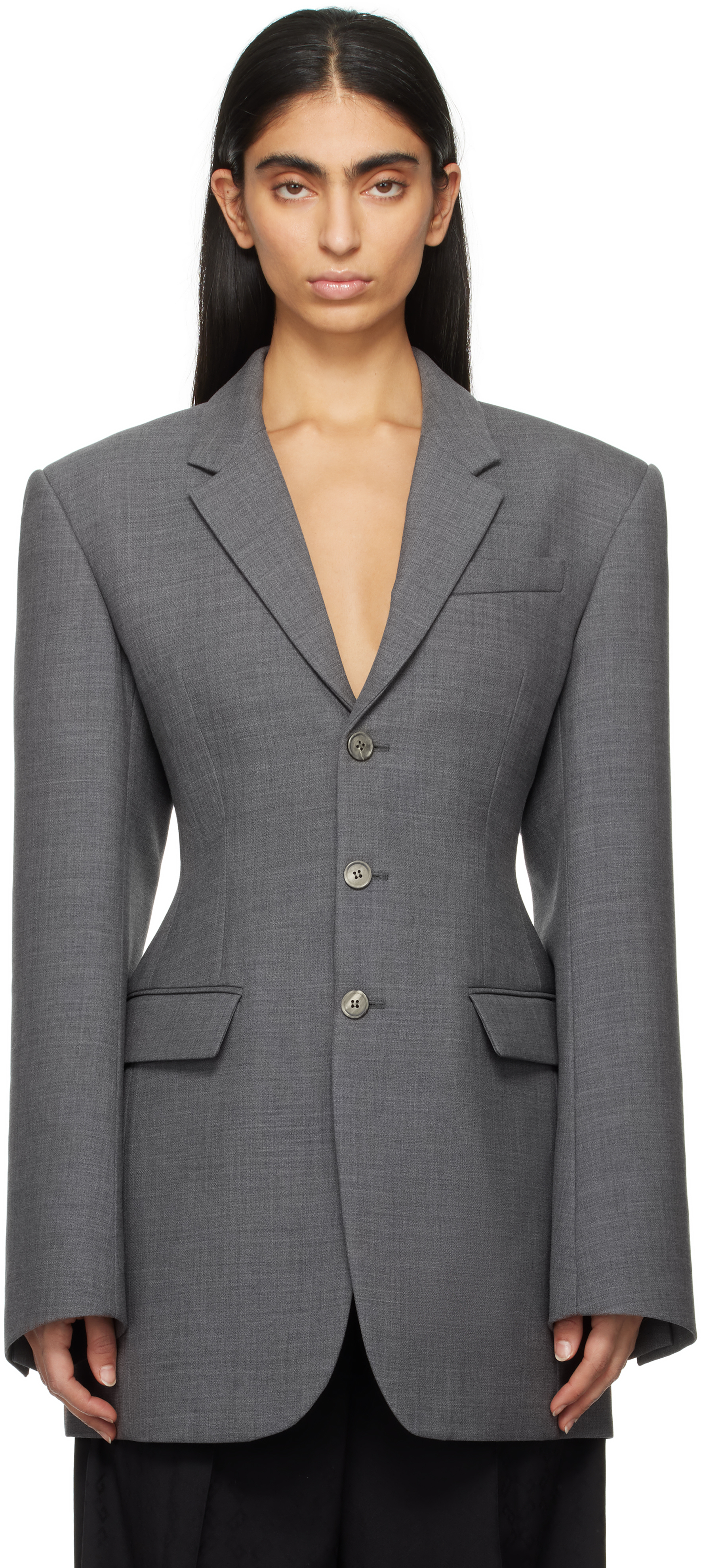 WARDROBE. NYC Gray Longline Blazer