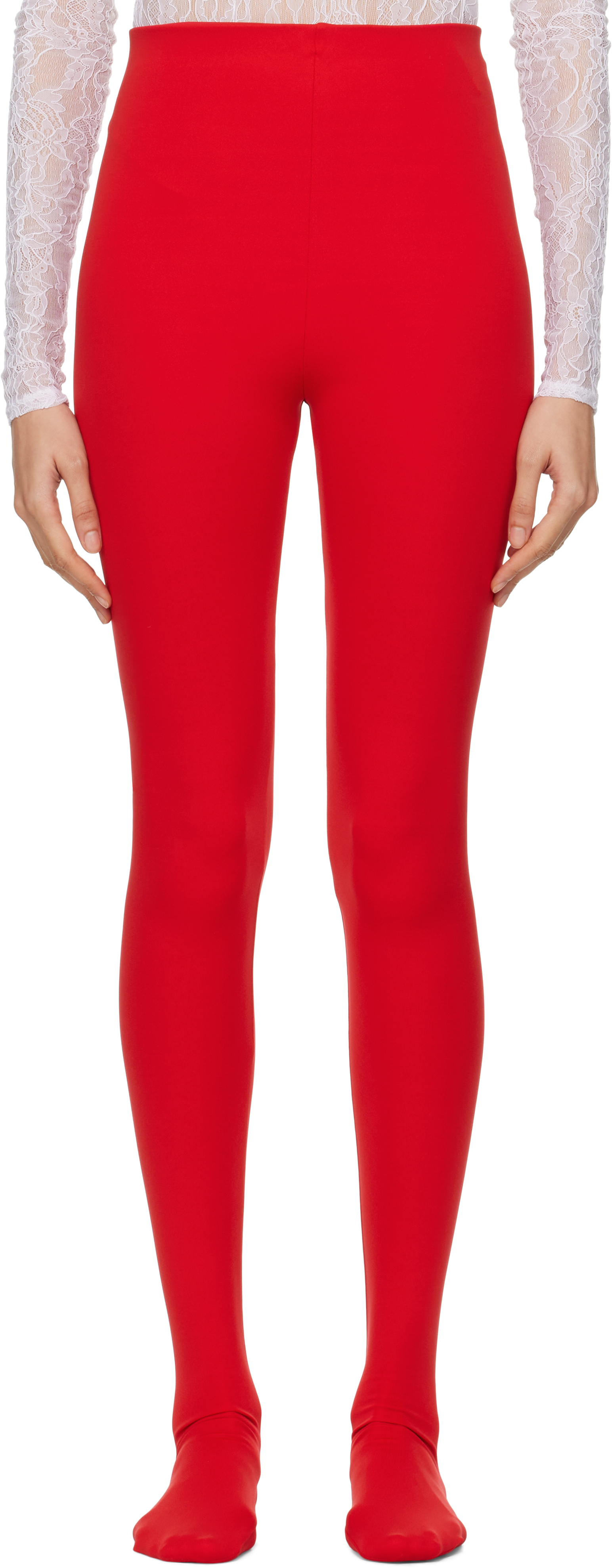 WARDROBE. NYC Red Opaque Leggings