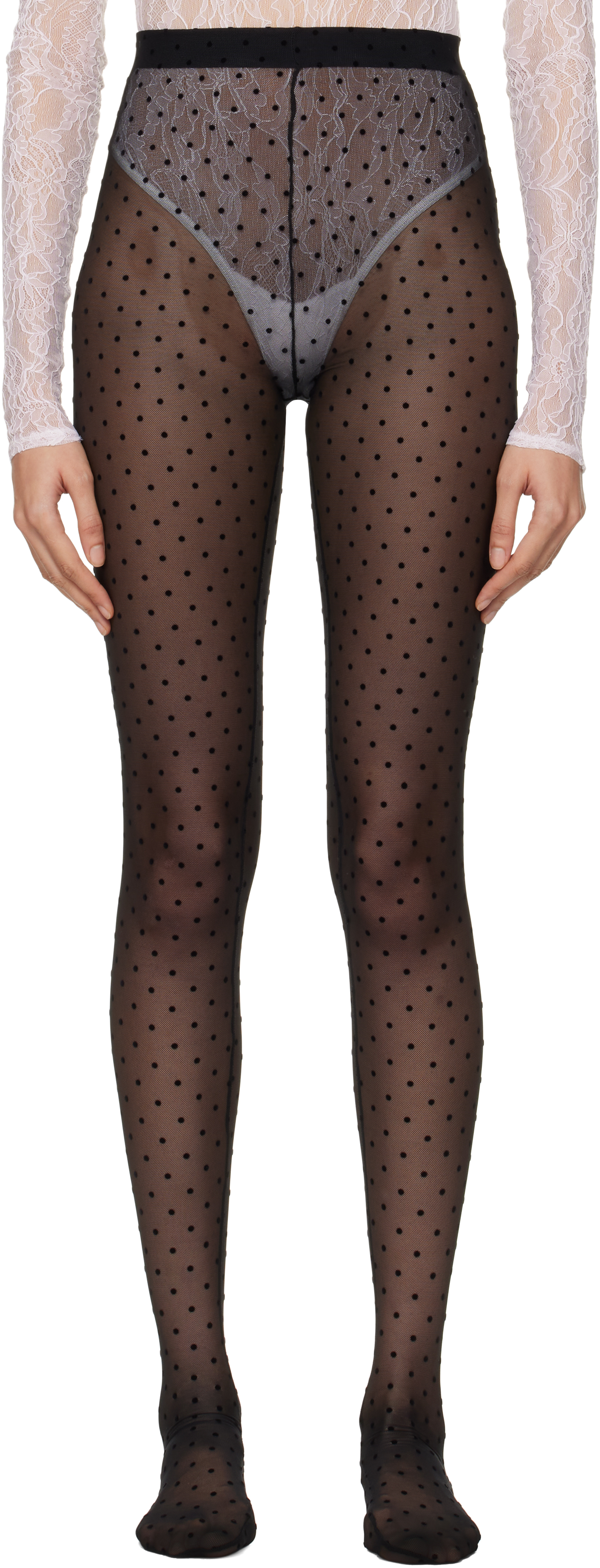 WARDROBE. NYC Black Polka Dot Tights