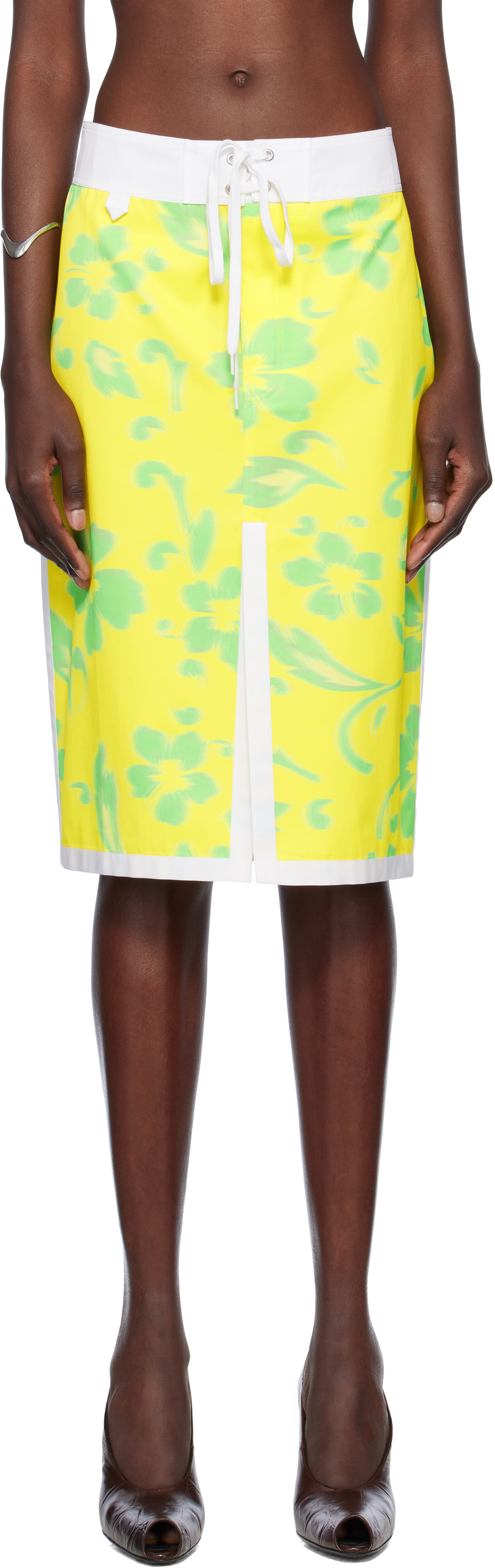 JULIE KEGELS YELLOW PENCIL MIDI SKIRT