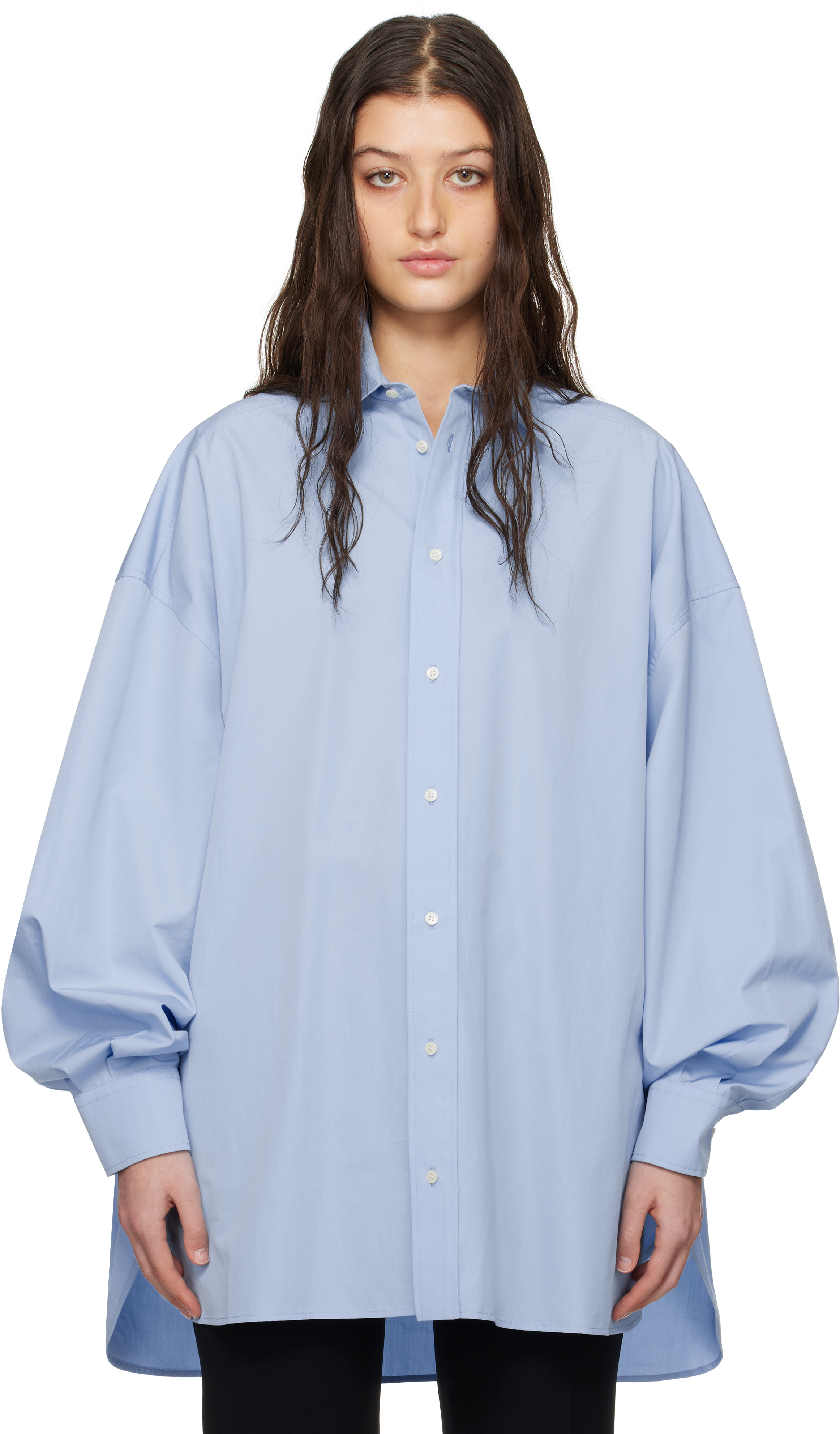 WARDROBE. NYC Blue Oversize Shirt Minidress