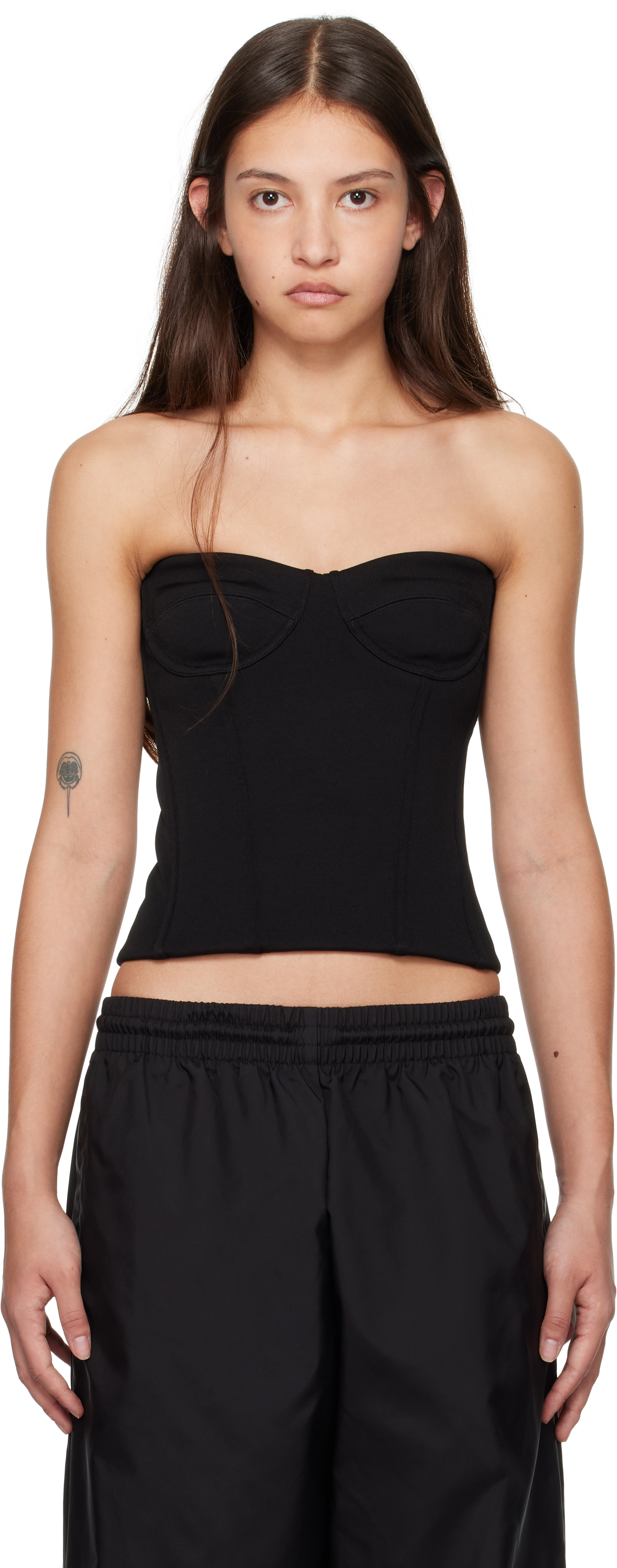 WARDROBE. NYC Black Semi Matte Bustier Tank Top