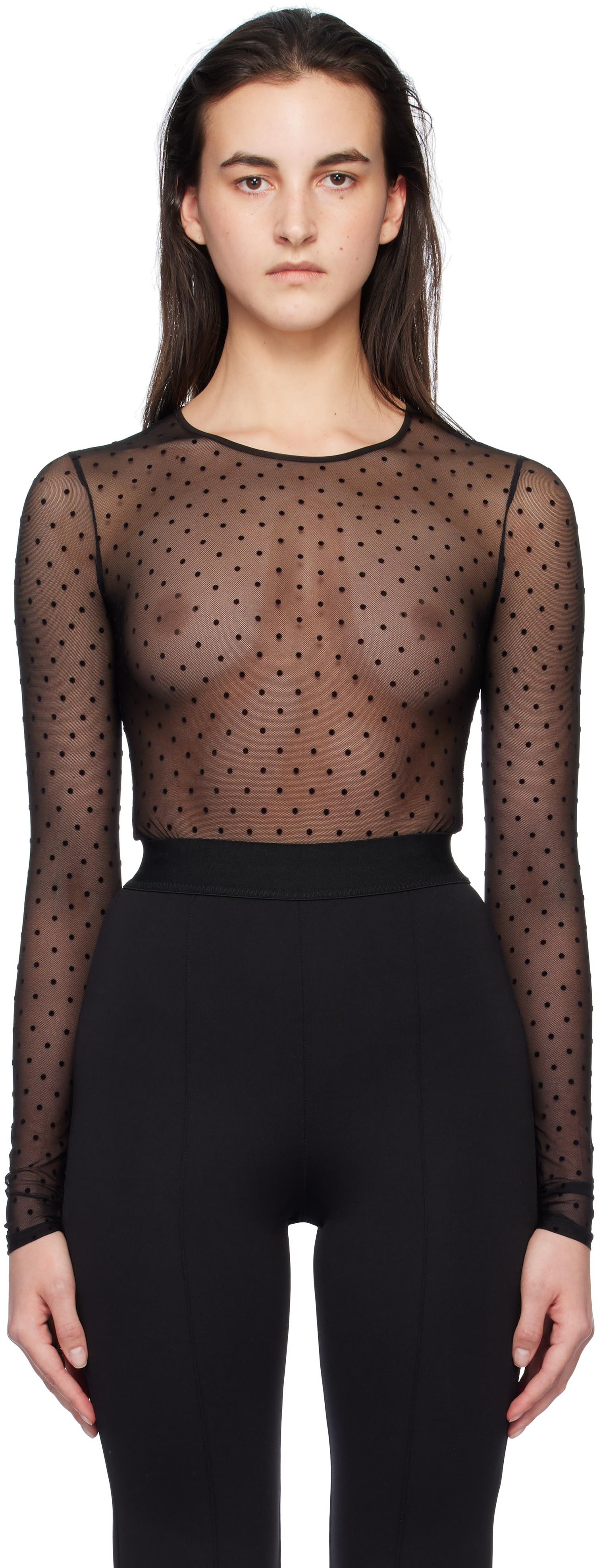 WARDROBE. NYC Black Polka Dot Bodysuit