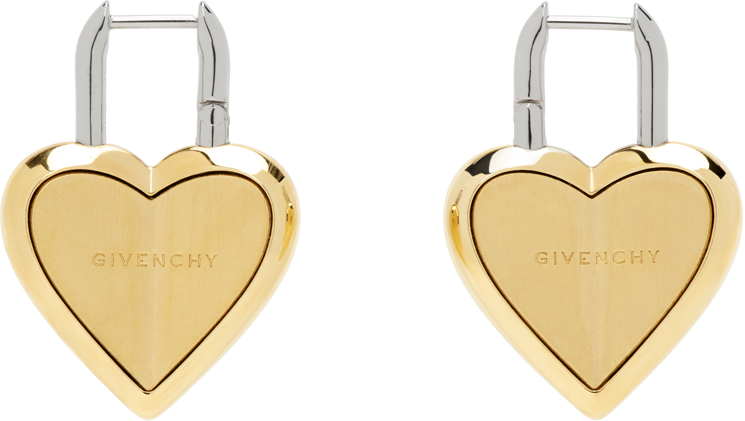 Gold & Silver Heart Lock Earrings