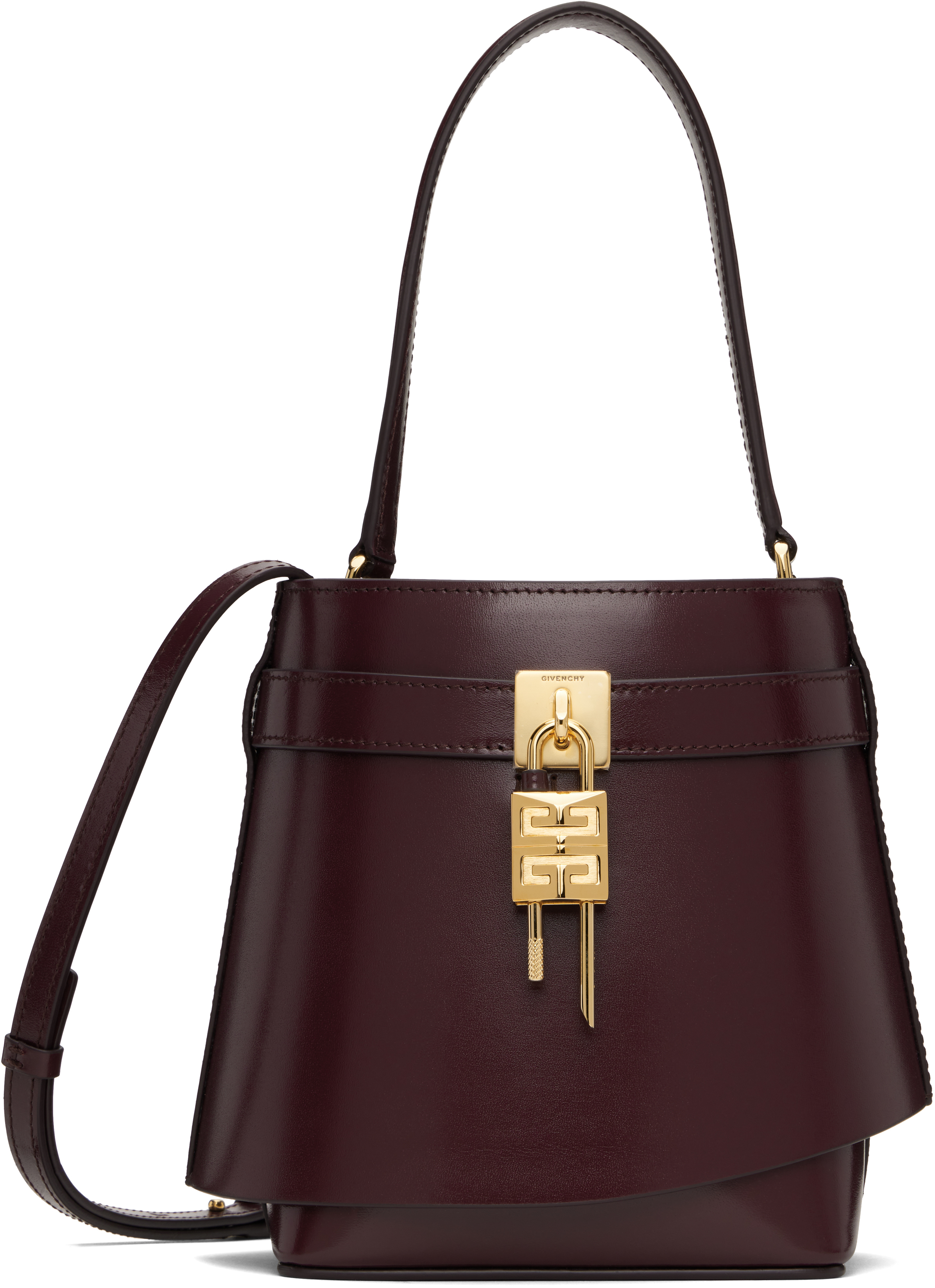 Burgundy Shark Lock Bucket Bag